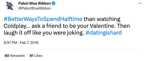 Screenshot: Pabst Blue Ribbon / Twitter / Gizmodo