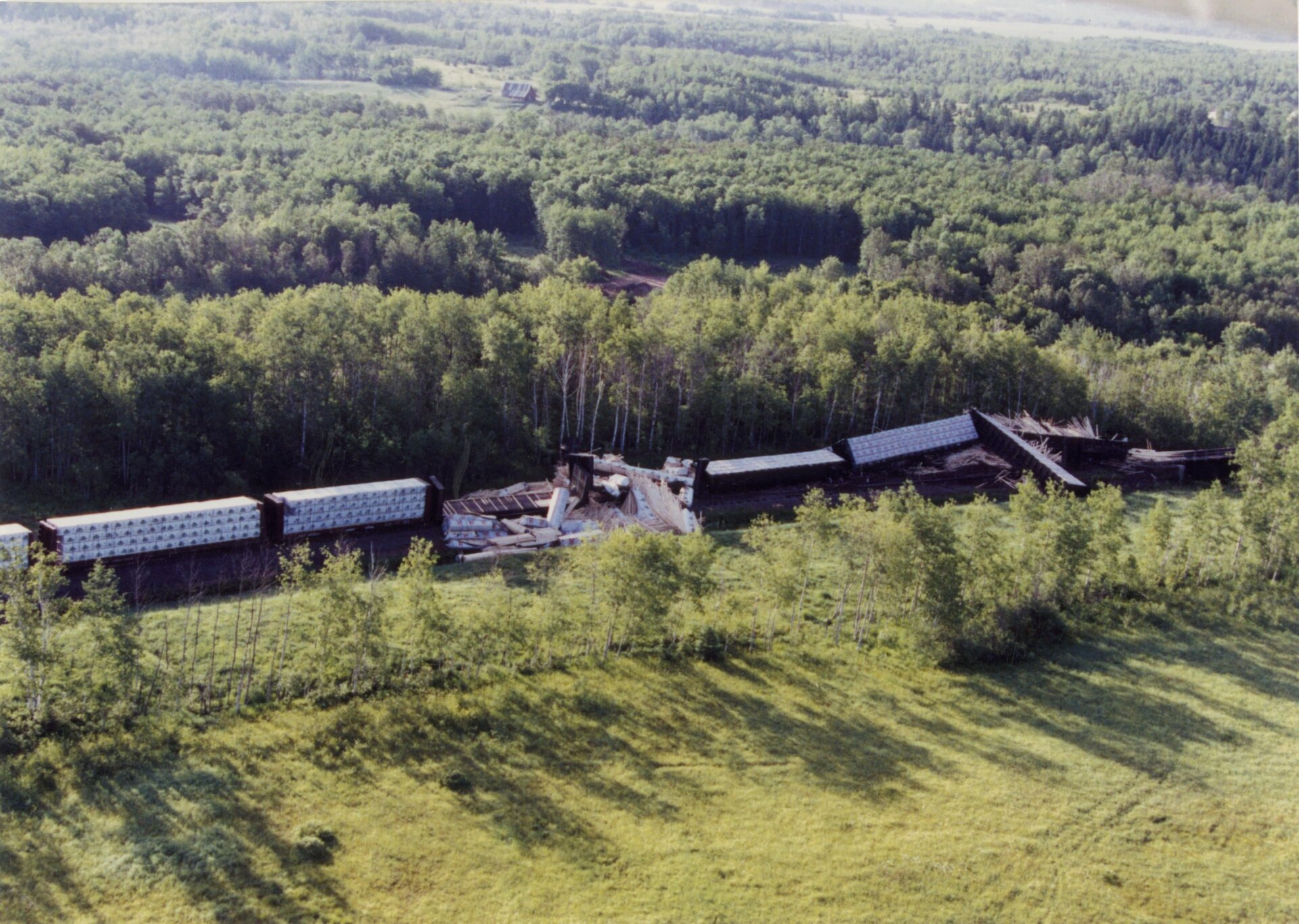 An aerial view of the derailment. 