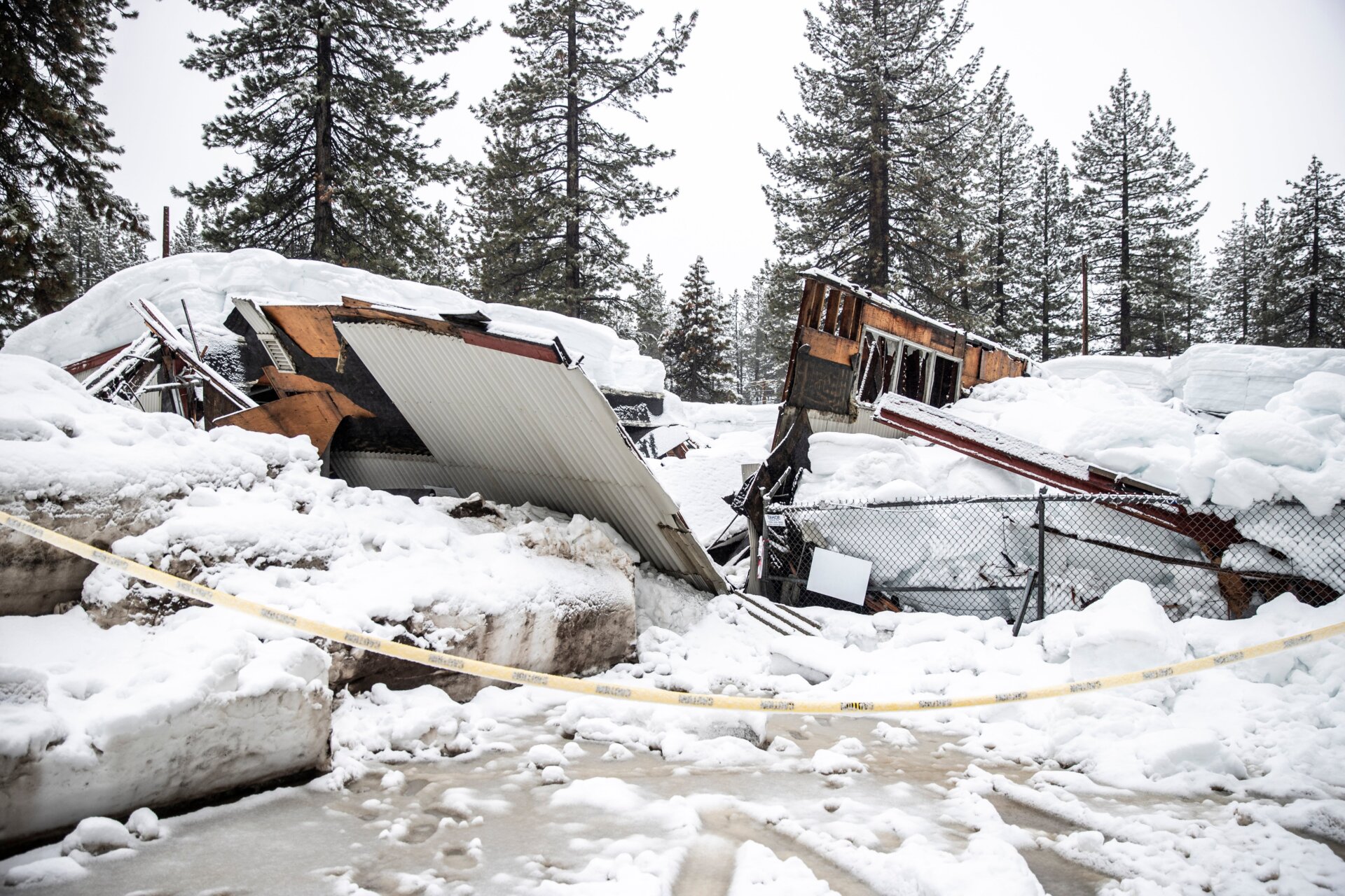 Precipitation from the atmospheric rivers has been falling as snow in California’s mountains. In Dollar Point, CA snow collapsed a building. (March 14, 2023)