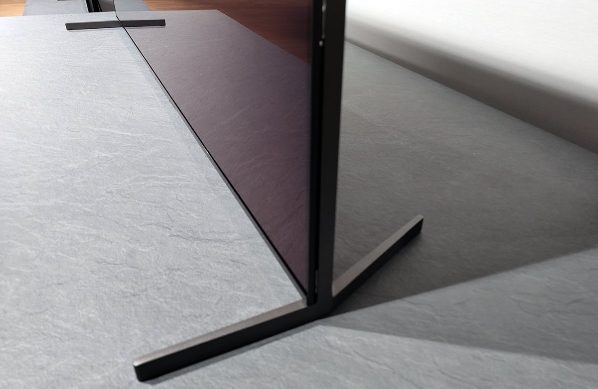Bravia XR A95L and X95L TV sets have asymmetrical stands that seem to disappear in the back.