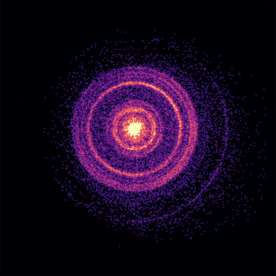 The gamma ray burst and its shells, as seen by the Swift Observatory.