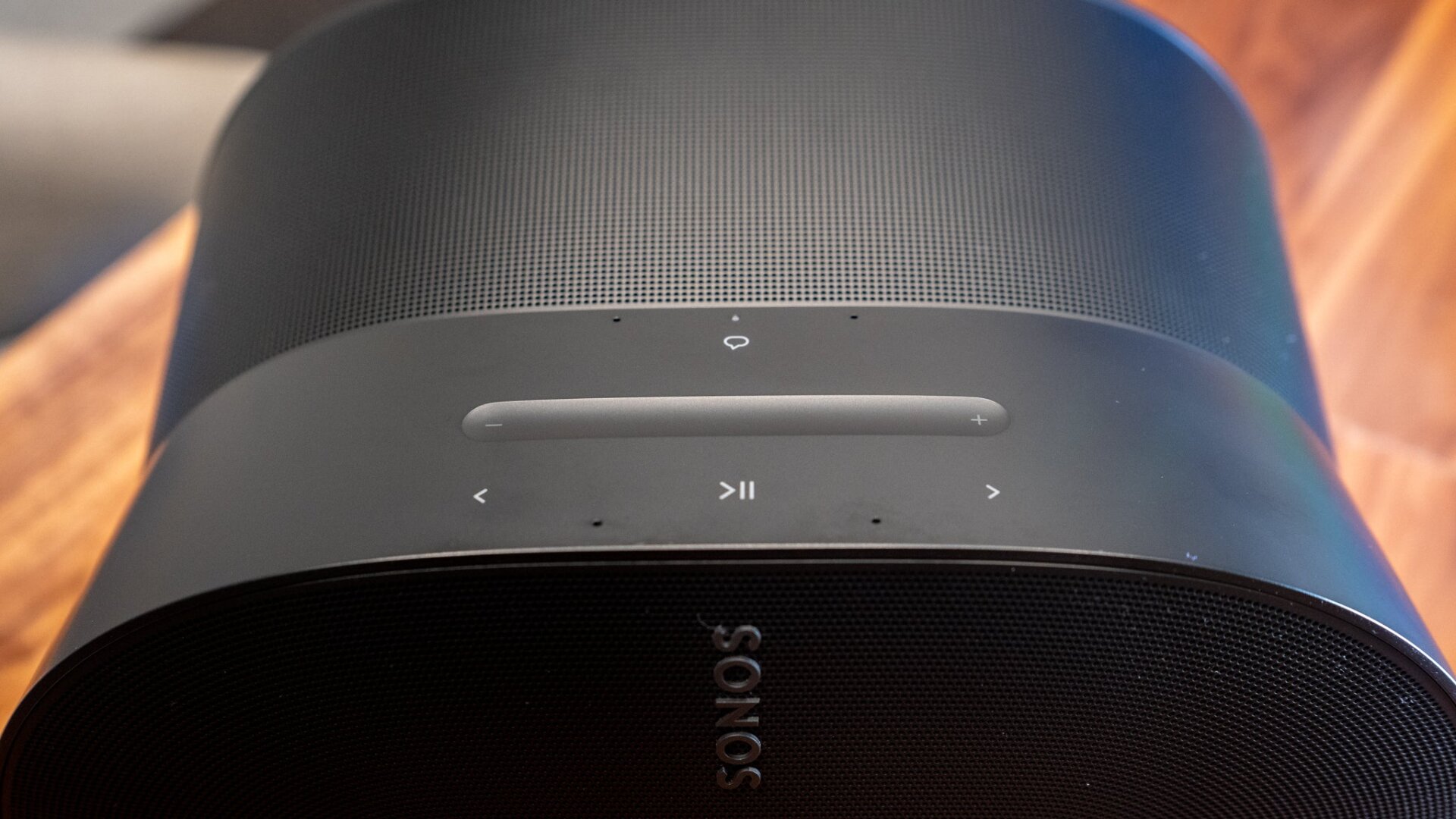 The top of the Sonos Era 300, including its capacitive volume slider. 