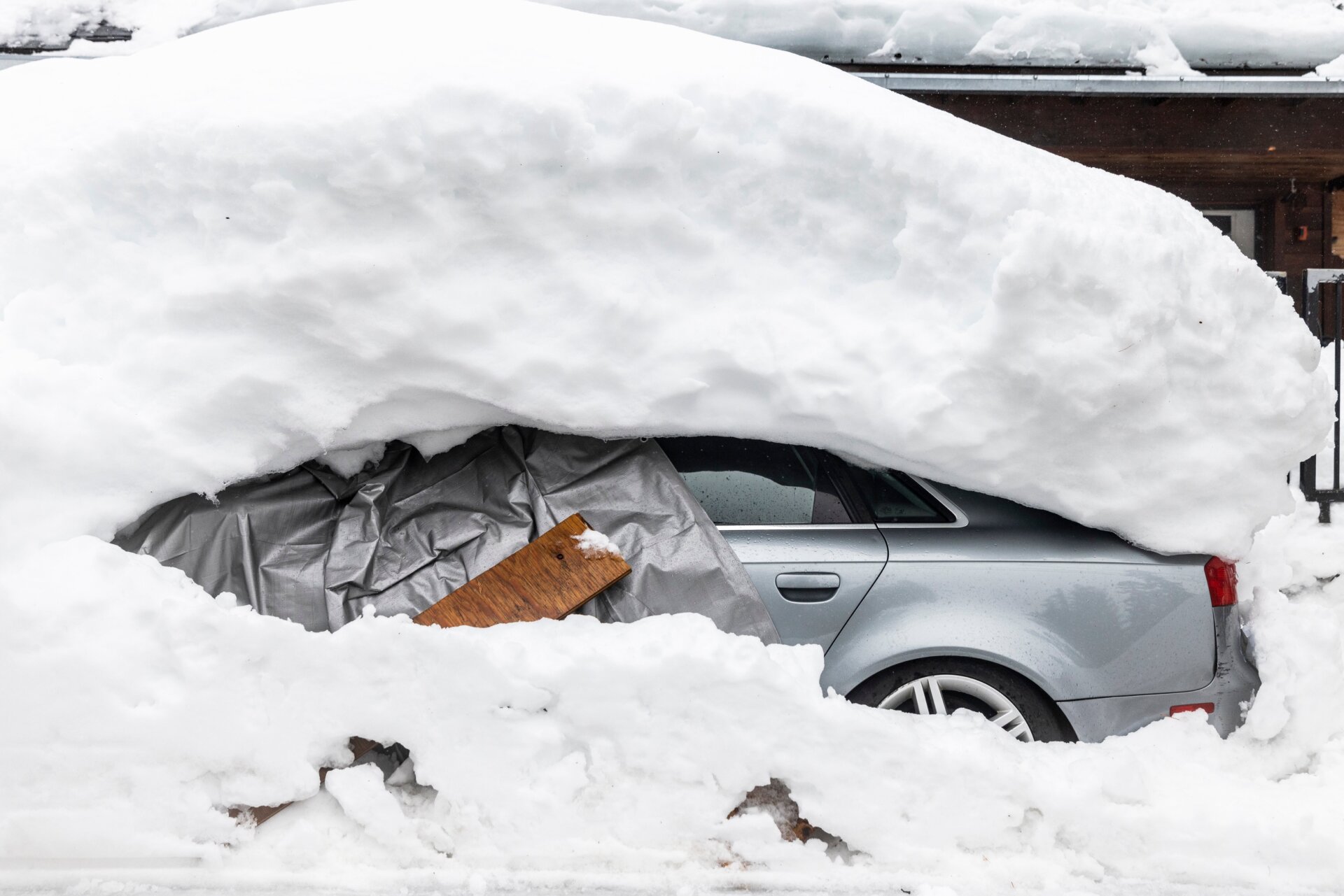 A car buried under feet of snow in Tahoma, California on March 14. People have been trapped in their homes by excessive snow in mountainous areas of the state. 