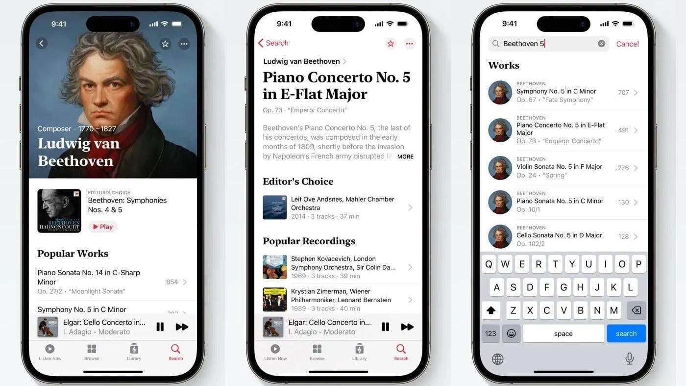 Apple’s upcoming Apple Music Classical app has a search function specifically built to help find specific compositions.