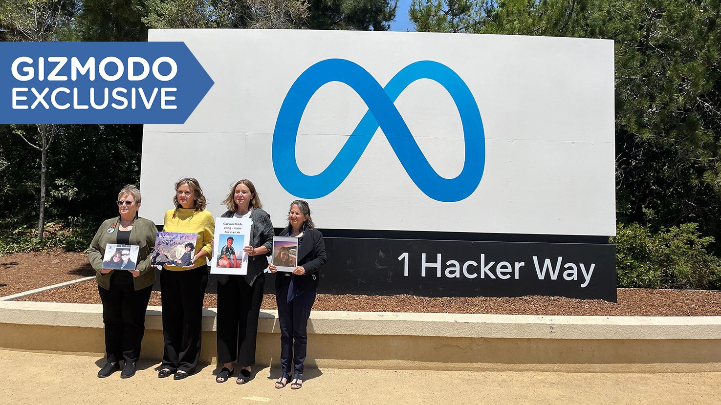 The mothers of children who died—one by suicide, two by accidental choking during a viral challenge, one by fentanyl-laced drugs they bought online—visited Meta headquarters in 2022. They say they were escorted off the campus after asking for a meeting.