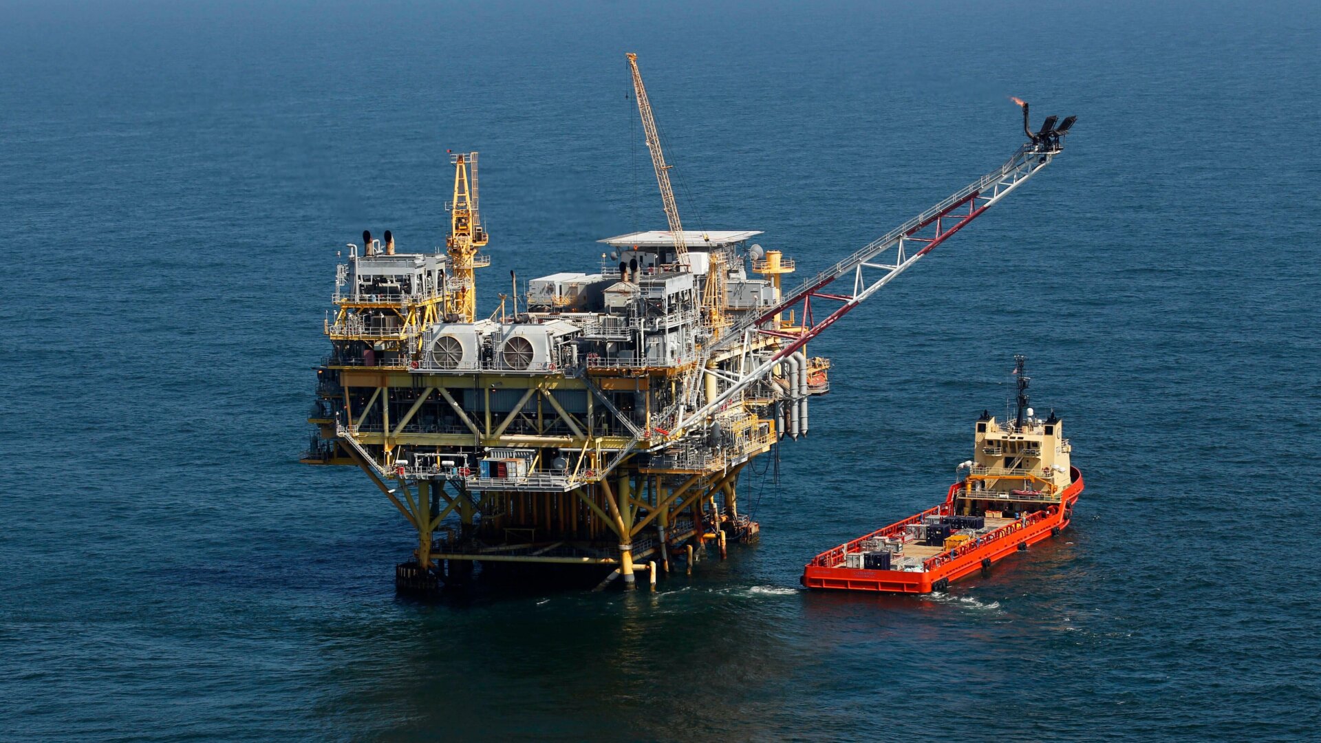 The DOE seems to want you to imagine this oil rig is an offshore wind farm