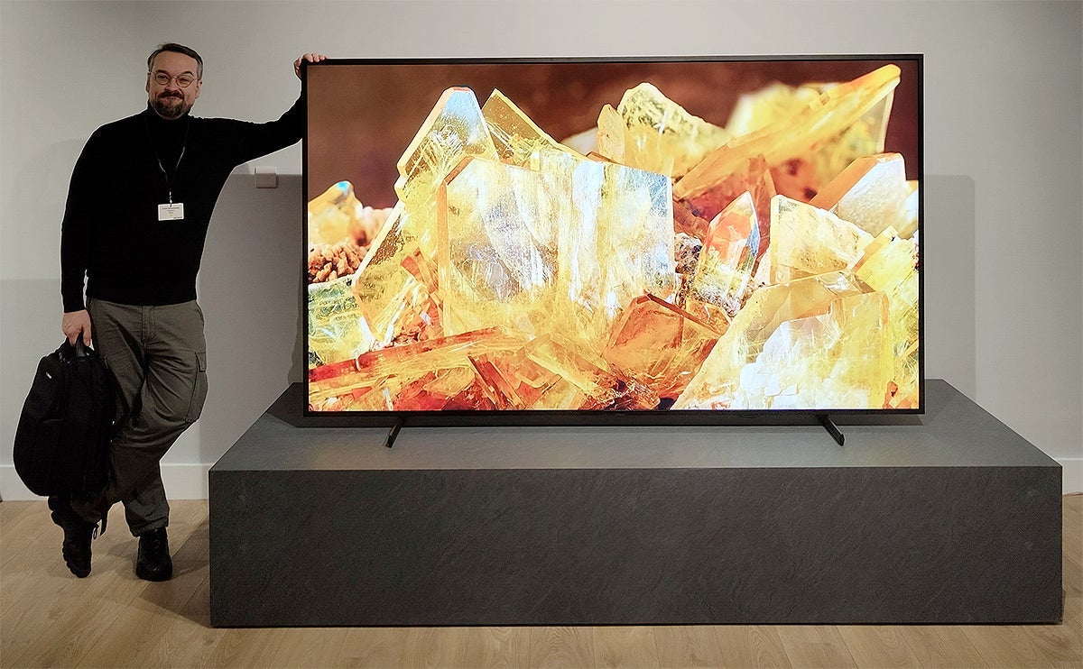 The enormous Sony Bravia XR X90L in its glorious 98 inches. 74-inch editor for scale