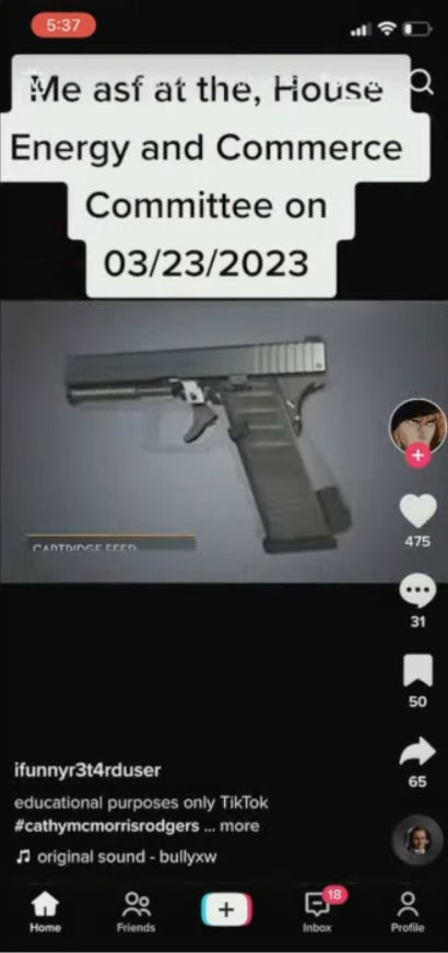 During the hearing, one Representative played a TikTok video that threatened the committee