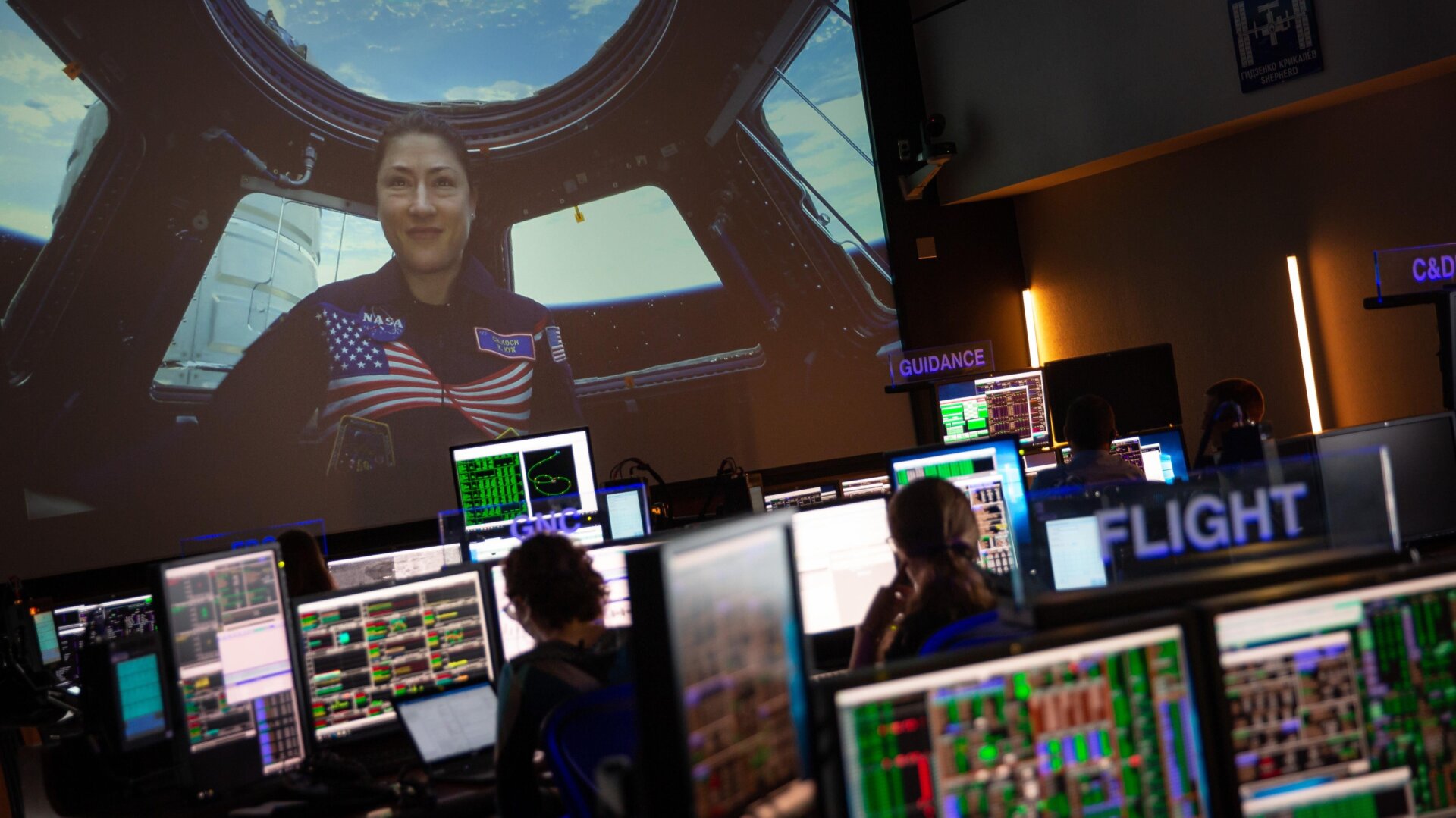 Astronaut Christina Koch is shown on the ISS in 2019. Koch was recently chosen to be the first woman on a Moon mission.