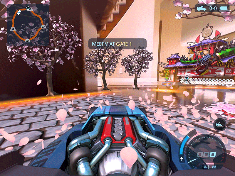 Occasionally the in-game augmented reality effects will obscure real-life obstacles, such as a chair leg I repeatedly ended up hitting before realizing it was so close.