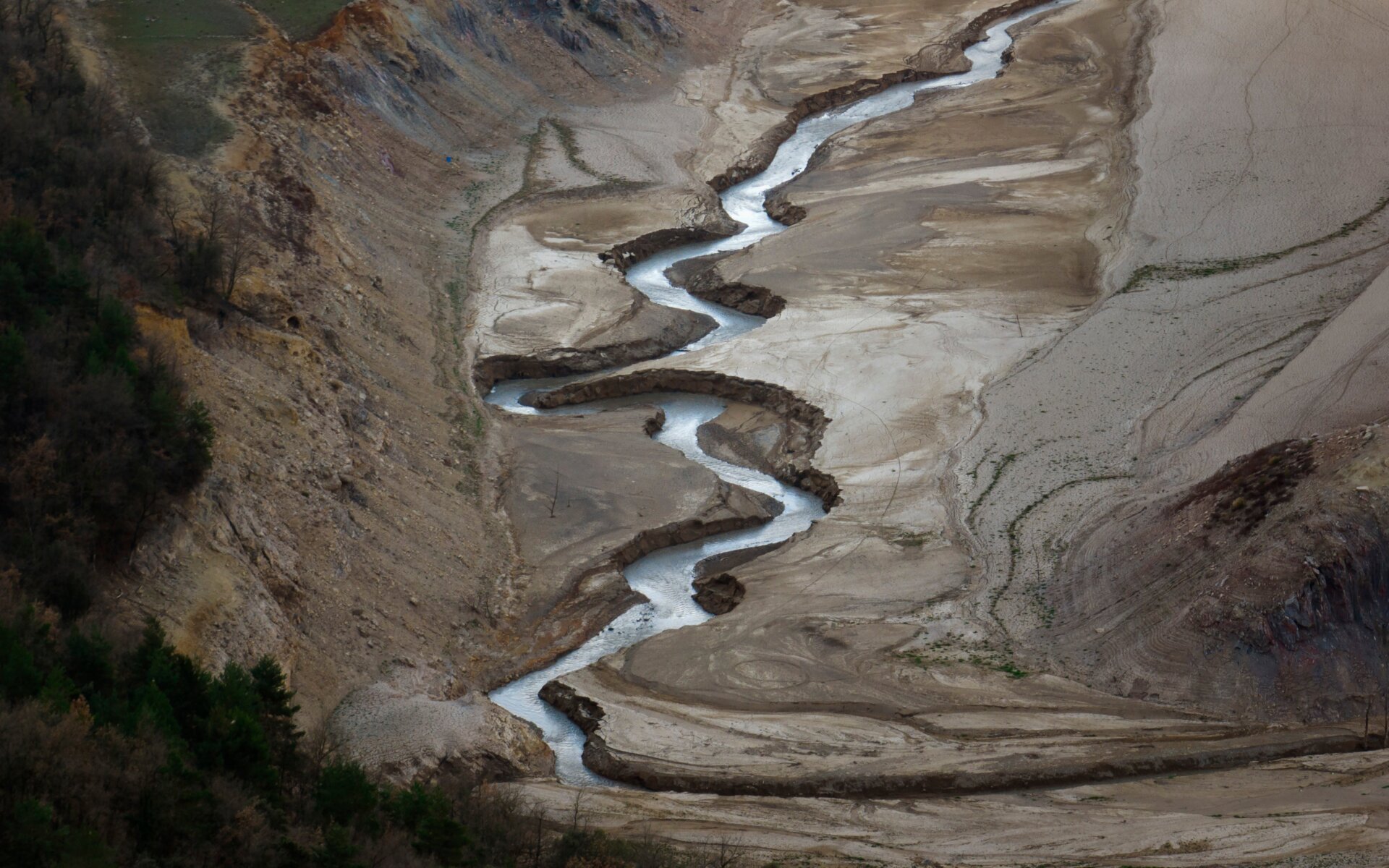 View of La Baells reservoir in Berga, about 112 km (69 miles) north of Barcelona. Spain, Sunday, March 26, 2023.