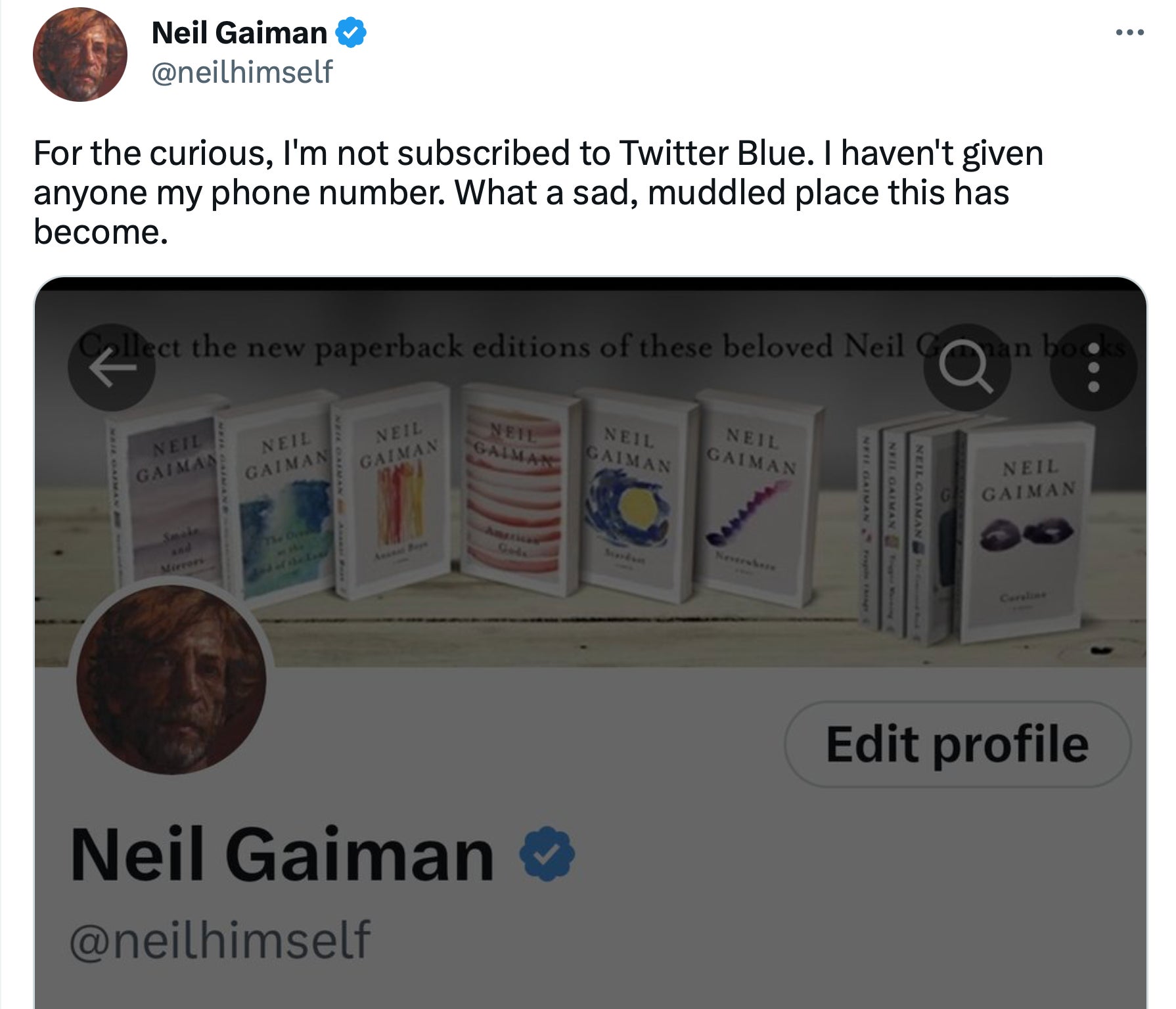 Screenshot: Jody Serrano / Gizmodo / @neilhimself