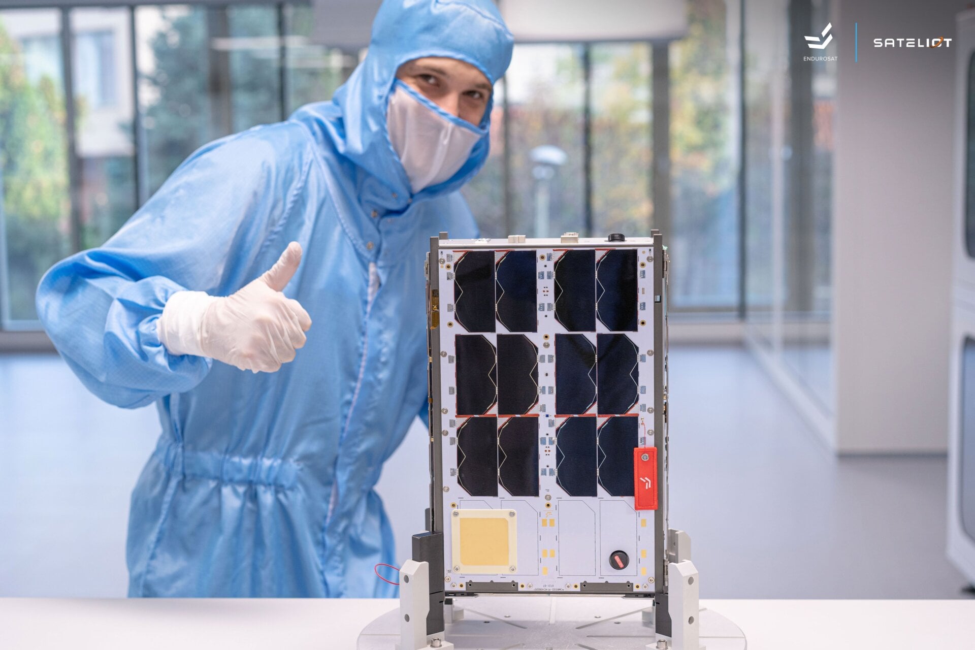 The GroundBreaker satellite with a human for scale.