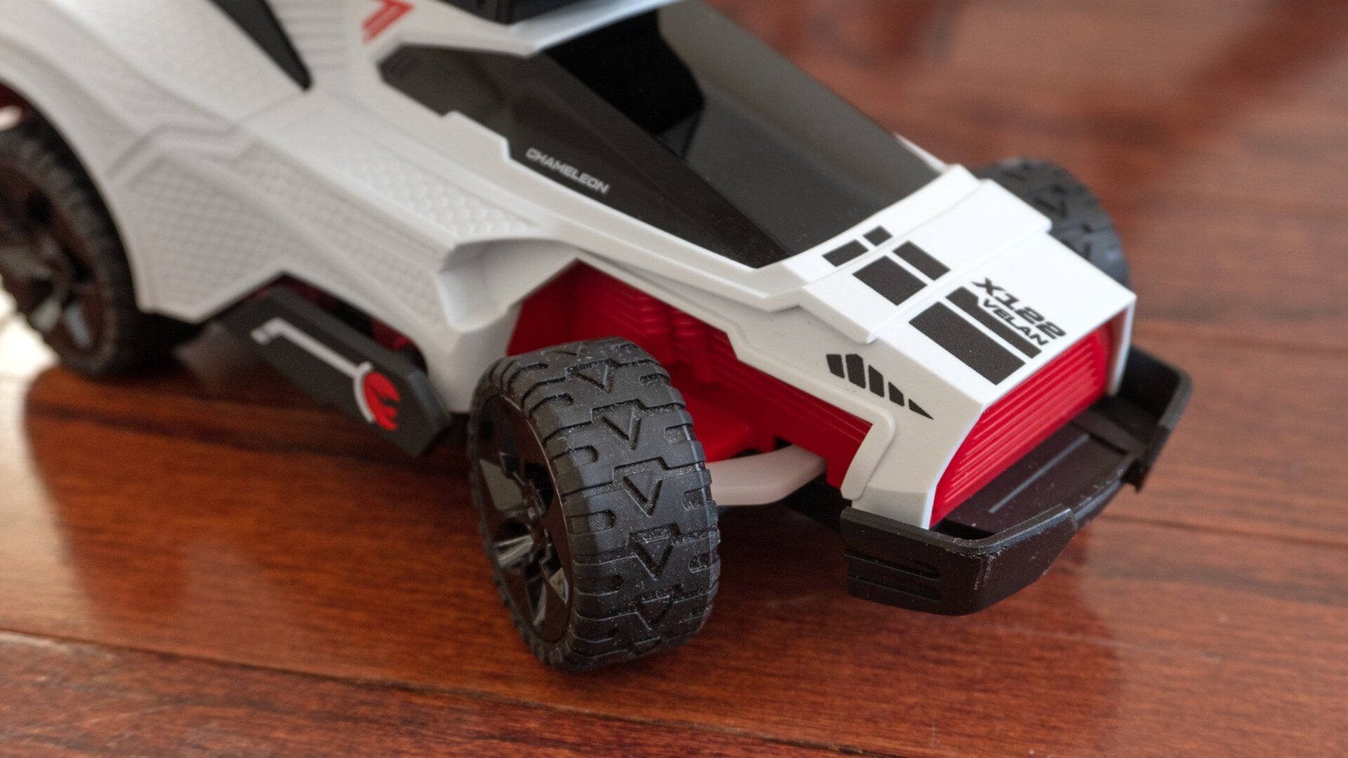 The Chameleon RC car features true proportional steering for improved control.