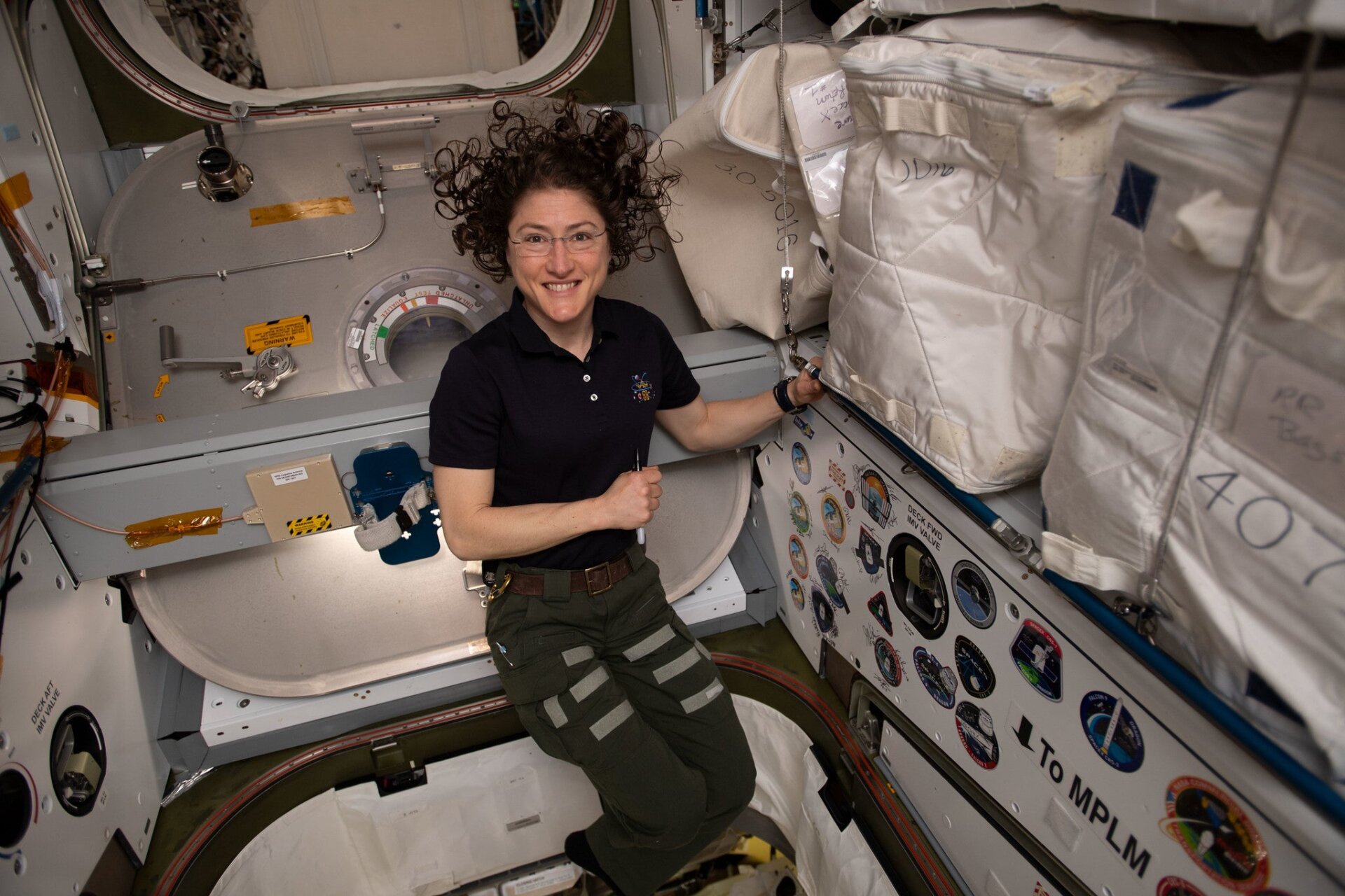 Koch inside a SpaceX Dragon cargo spacecraft, June 2, 2019.