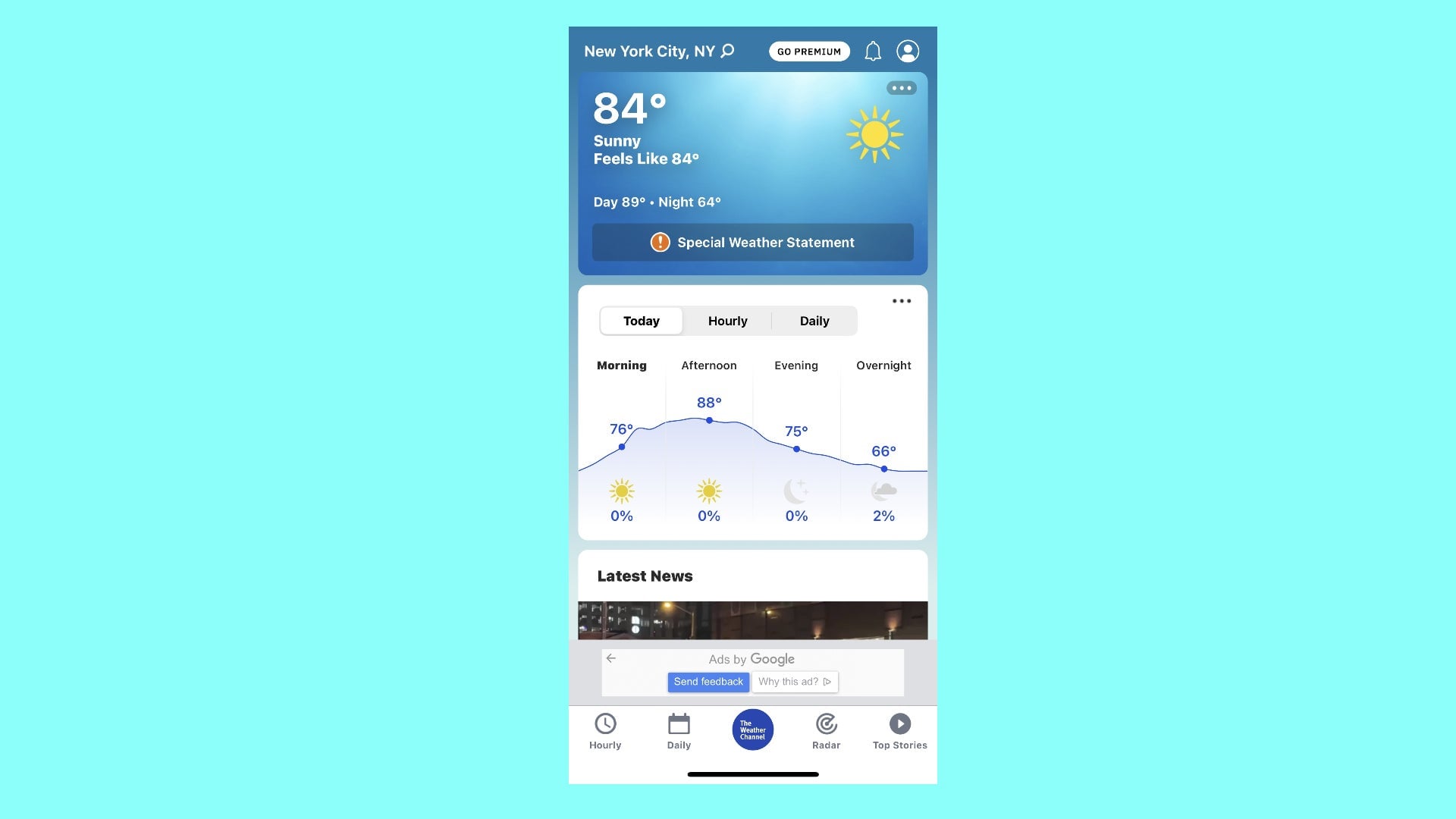 Screenshot: Weather Channel