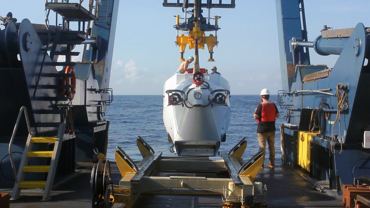 HOV Alvin entering the water