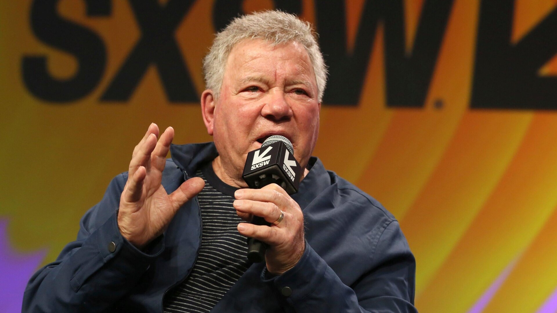 William Shatner speaking at the South by Southwest Film & TV Festival on March 16, 2023.