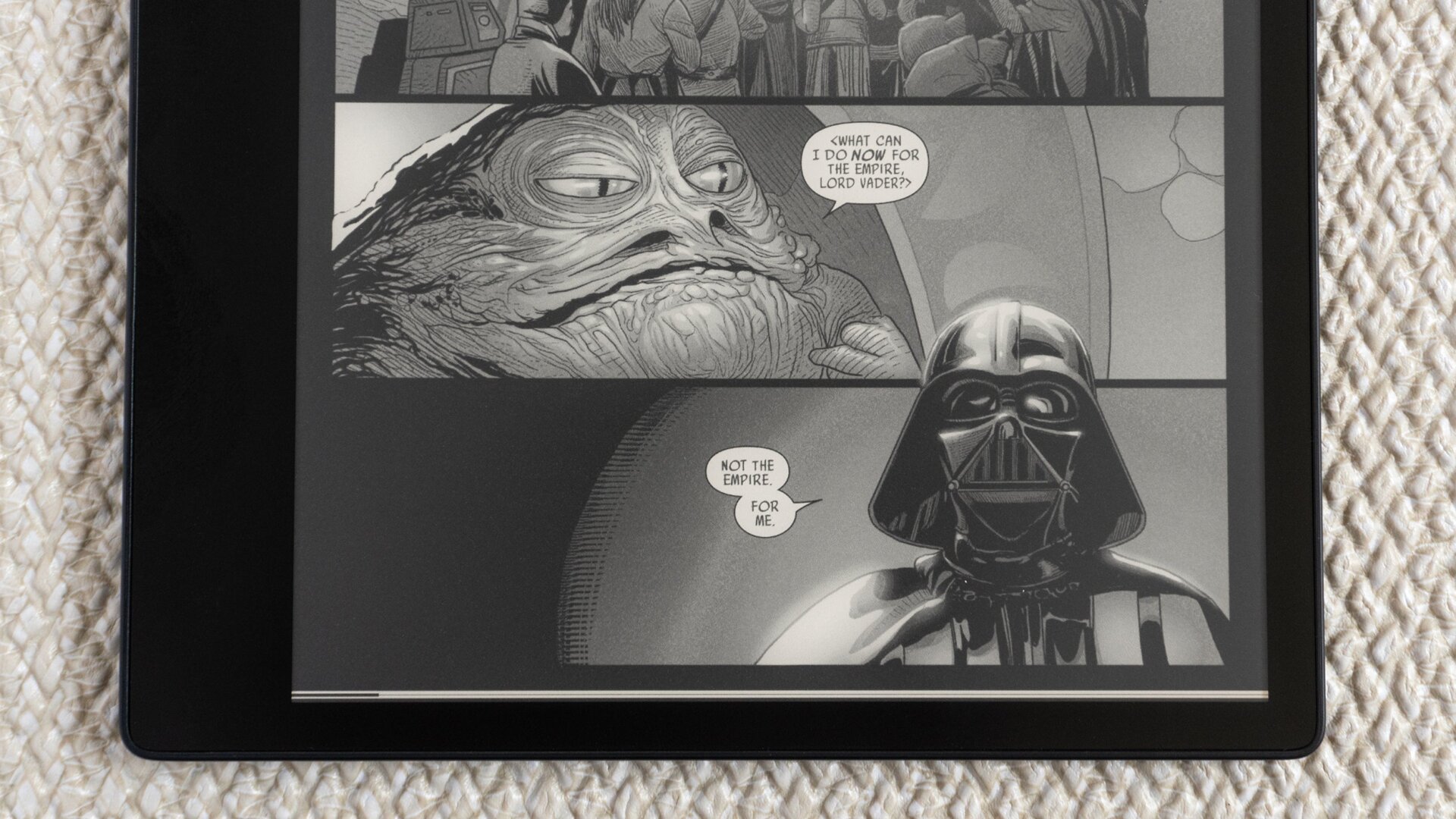 The larger screen size helps to make up for the limited screen resolution, making the fine text on graphic novels easy to read.