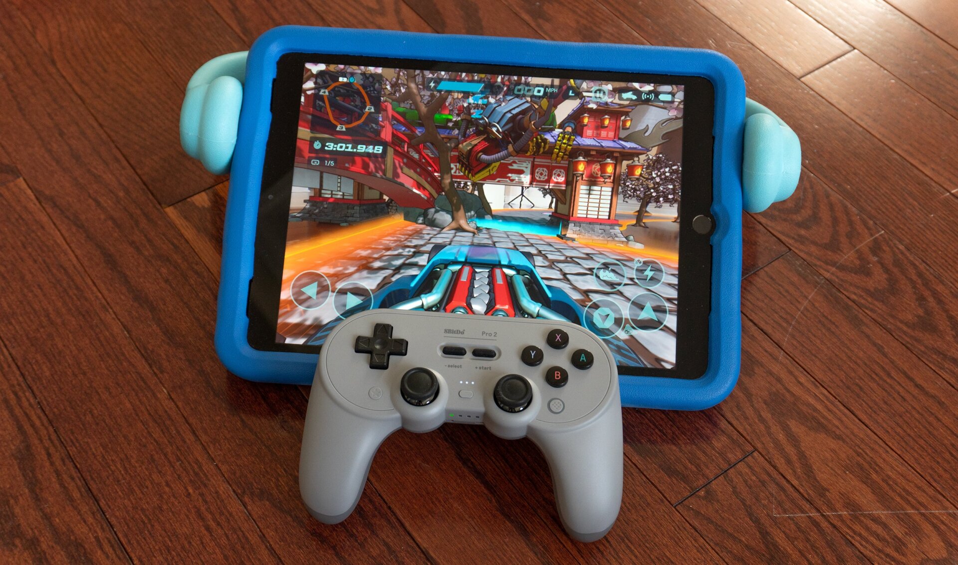 I tested Hot Wheels: Rift Rally with an iPad and the 8BitDo Pro 2 wireless controller.