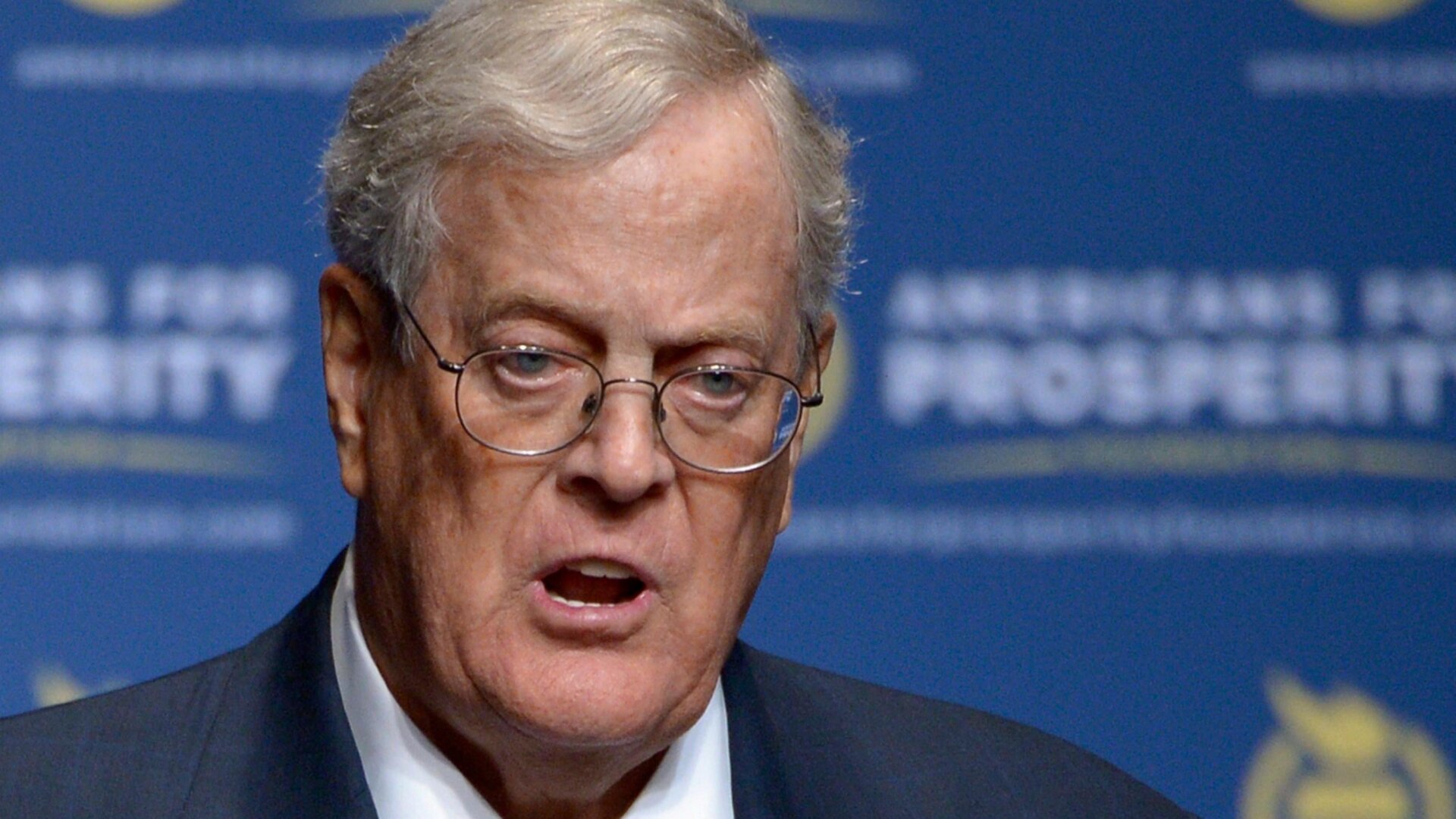 David Koch speaks at an Americans for Prosperity Foundation event in 2013. 