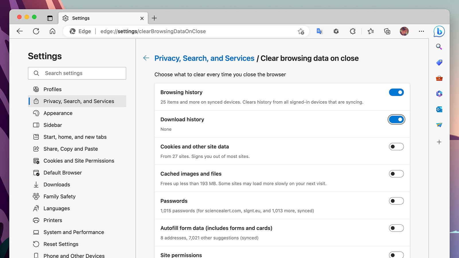 Edge can do some cleaning up every time it closes.
