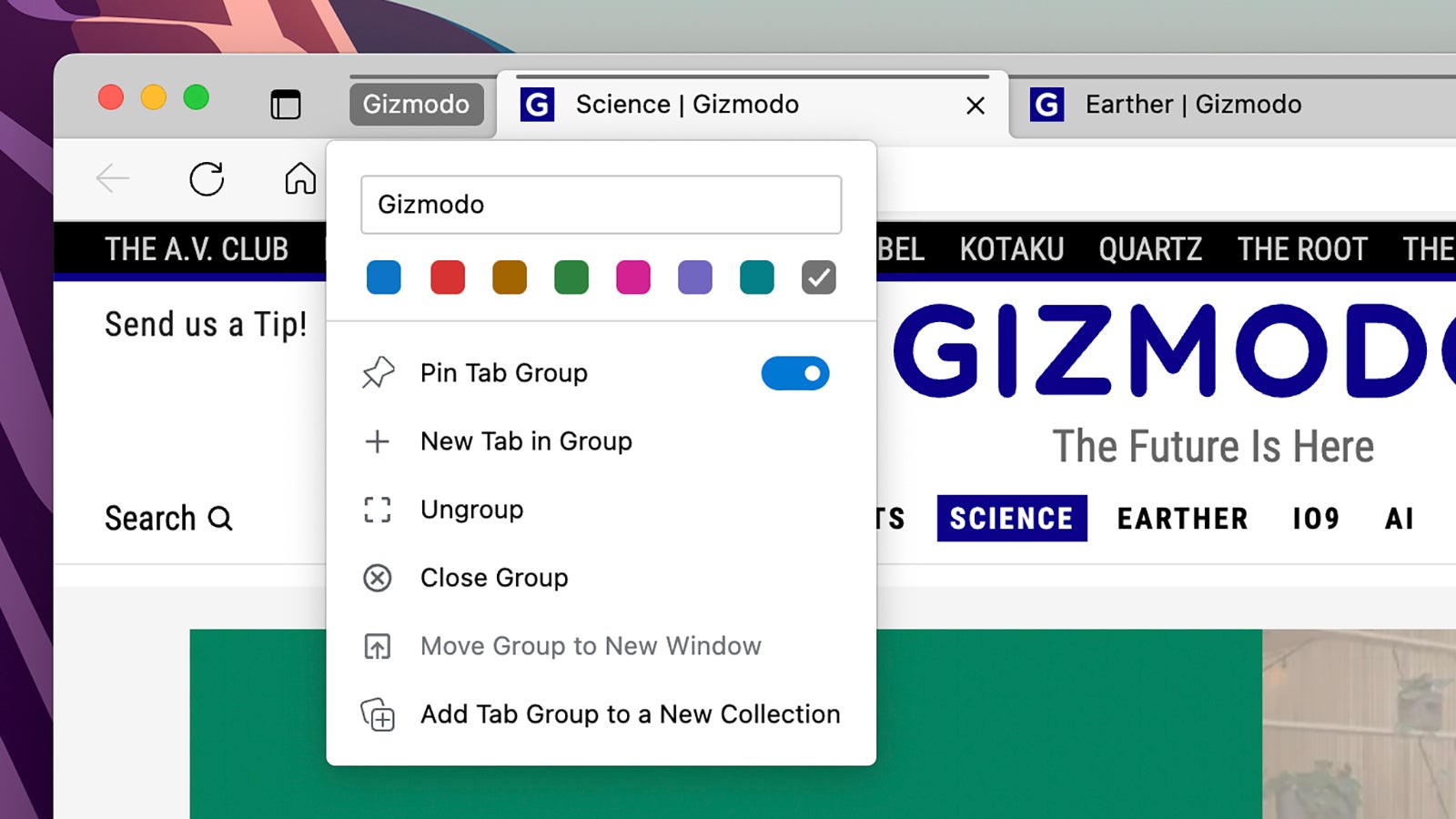 Tab groups give you a few more organization options.