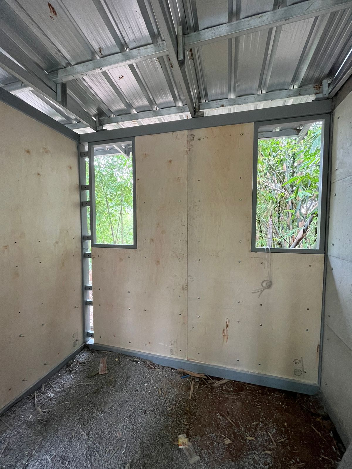 Inside the incomplete but still impressive diaper house.