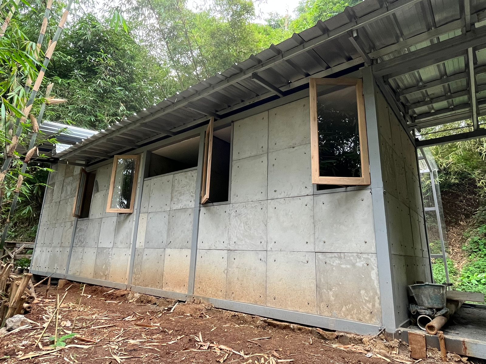 From dirty diaper to actual dwelling: The prototype house built by Zuraida and her colleagues to test the feasibility of their diaper-concrete. 