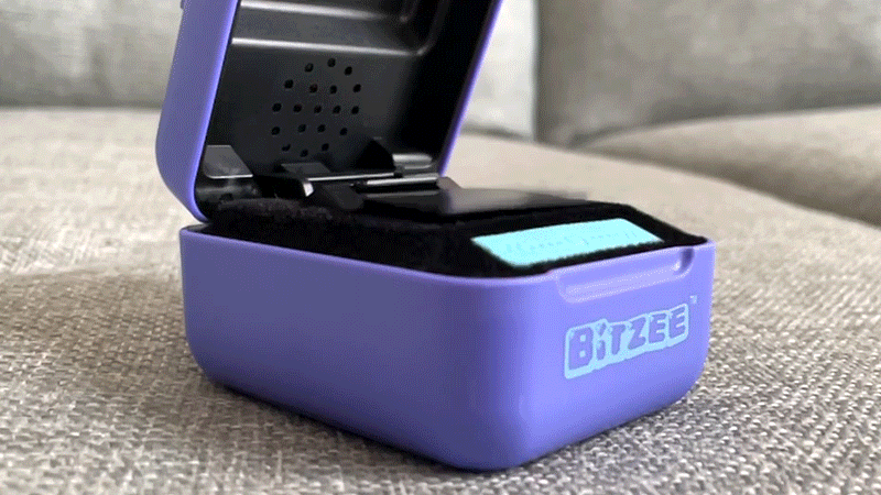 The Bitzee digital pet uses a flapping strip of LEDs to make a persistence-of-vision effect of characters floating in air.