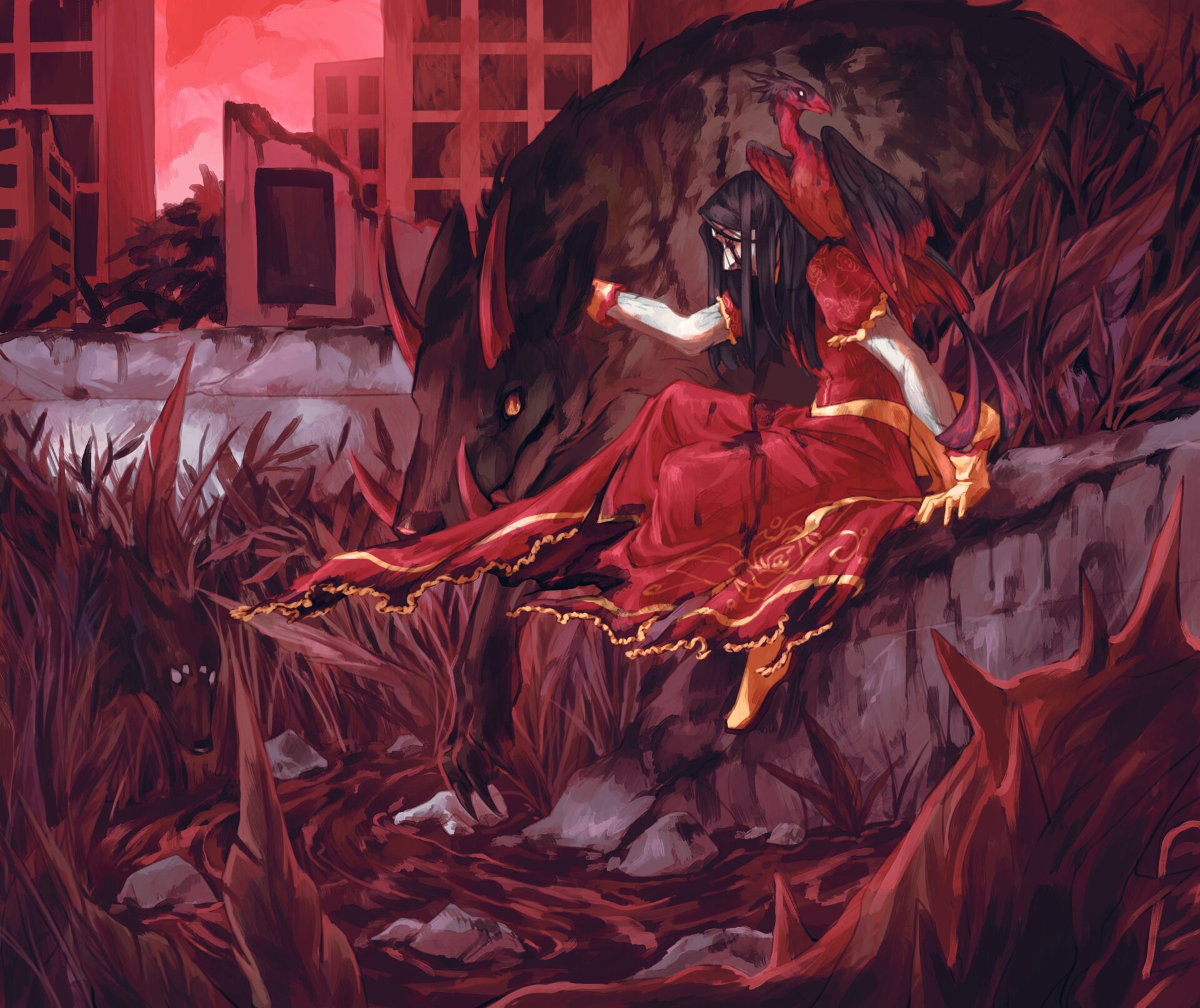 Image: Girl by Moonlight | Illustration by Kelsey Phillips