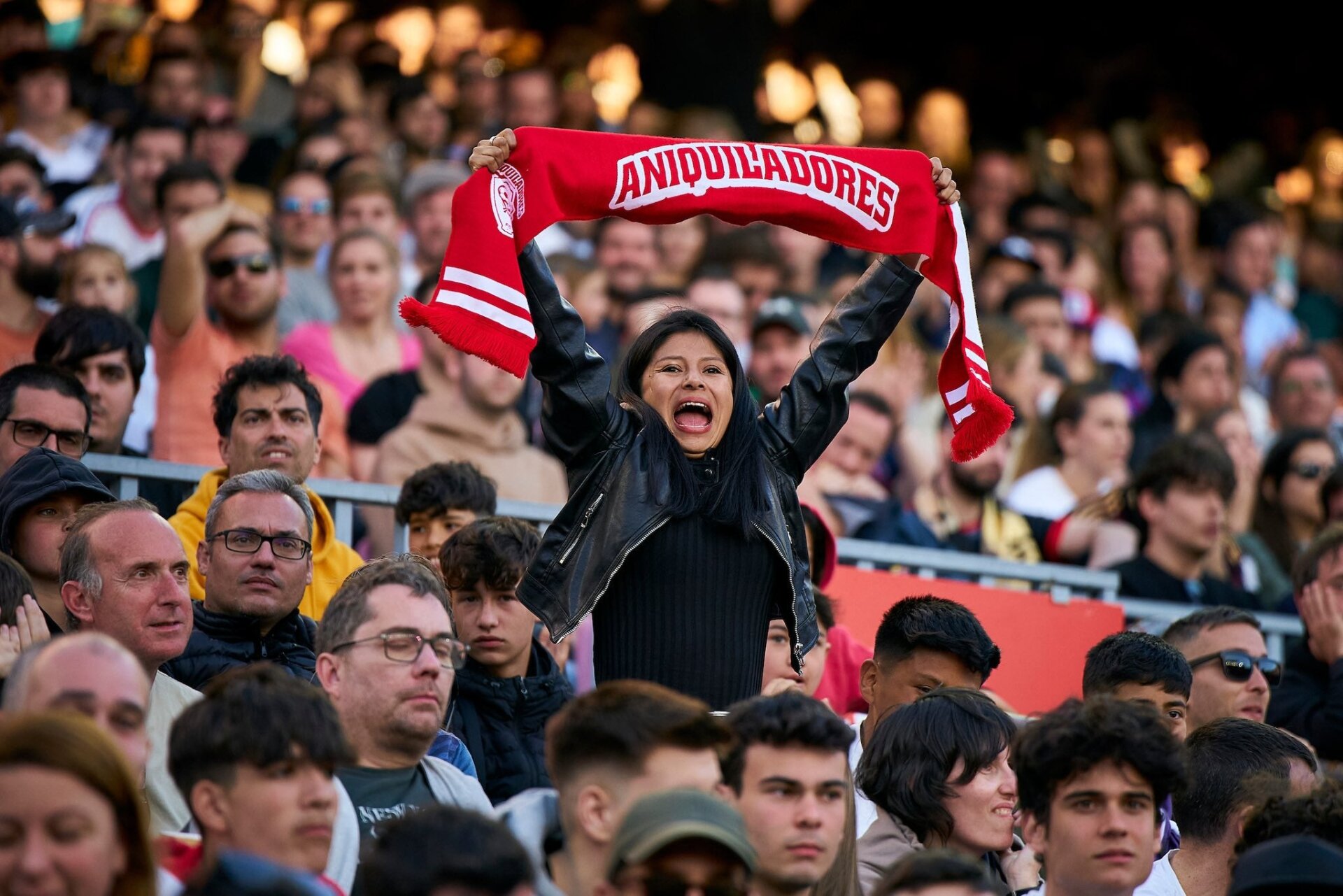An Aniquiladores fan at the Kings League Final Four event on March 26.