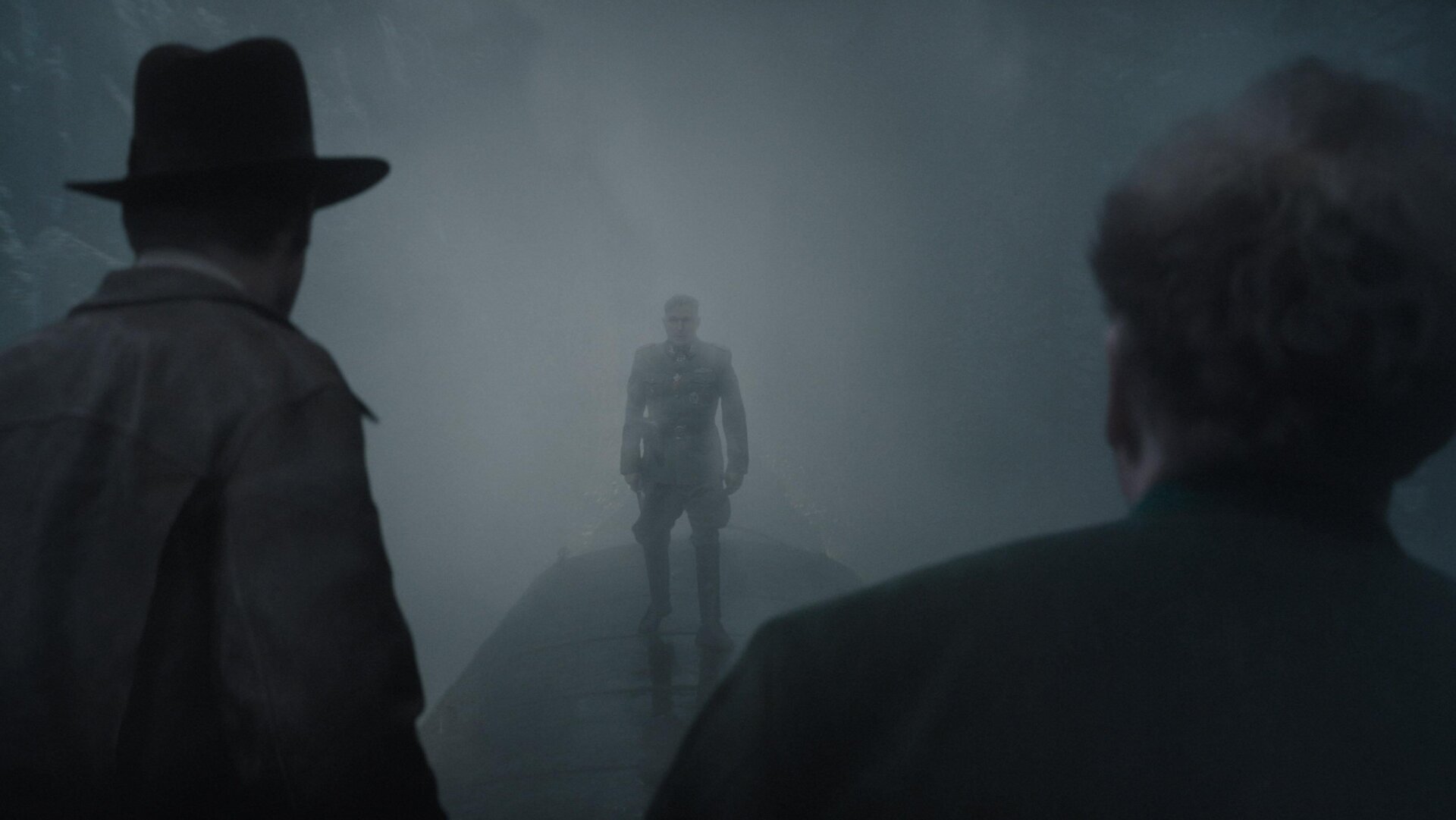 Indiana Jones in a face-off on the top of a train.