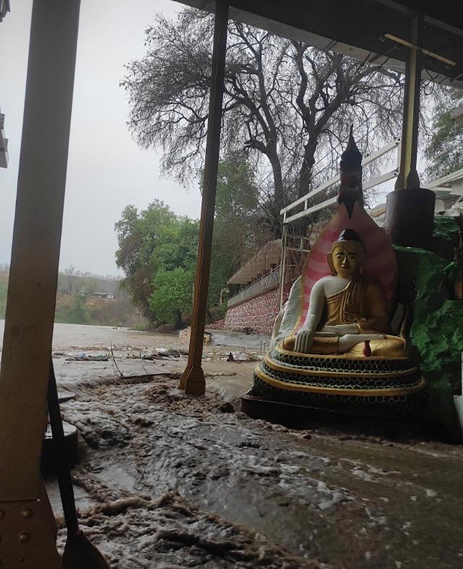 A flooded statue at a pagoda in central Myanmar.