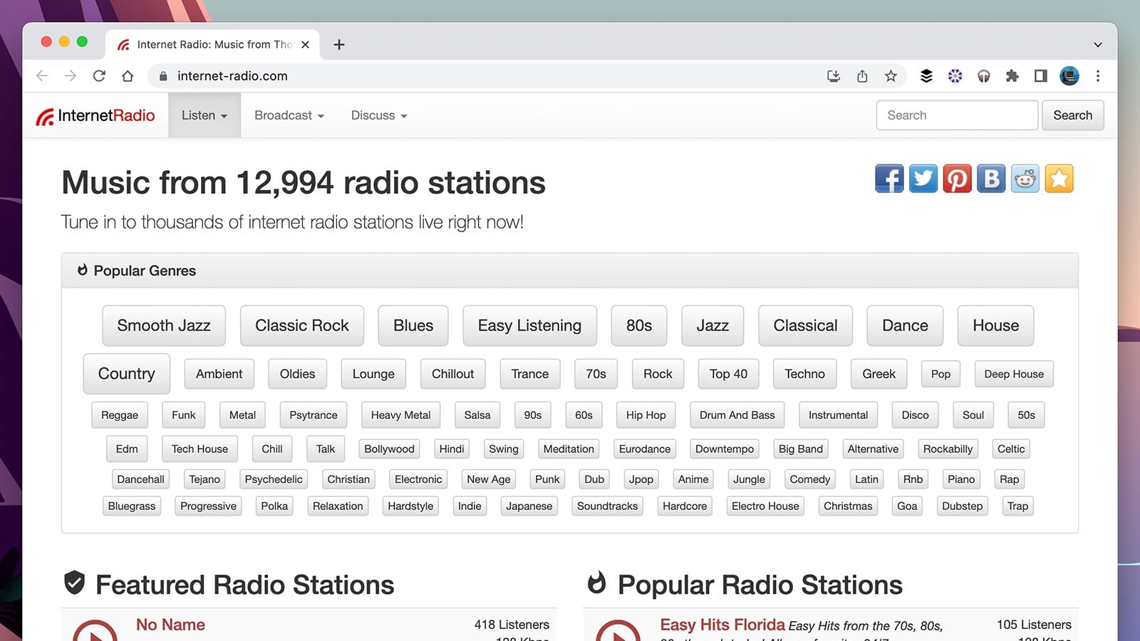 Screenshot: Internet Radio