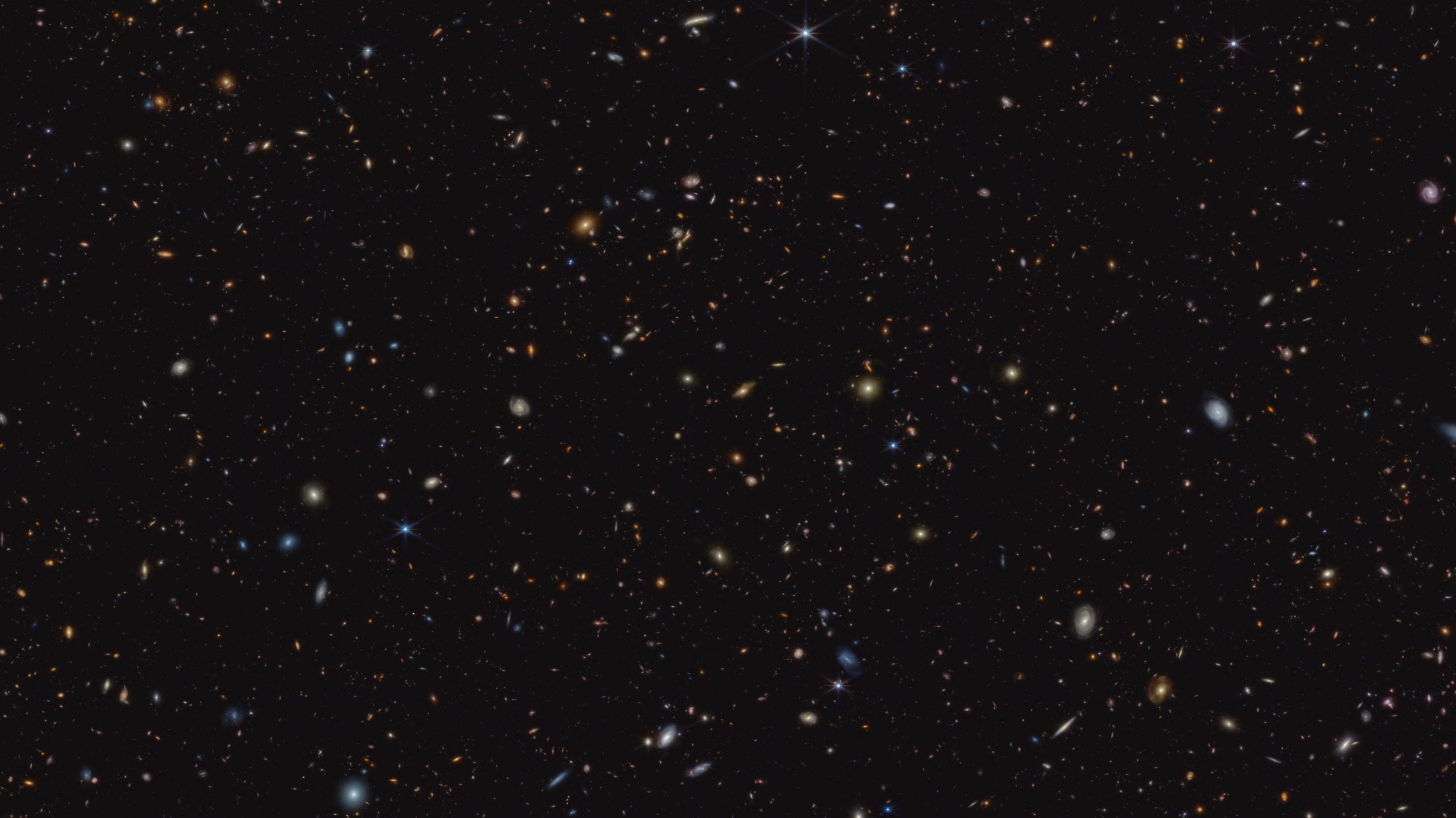 The GOODS-South region of space, as seen by the Webb Space Telescope.