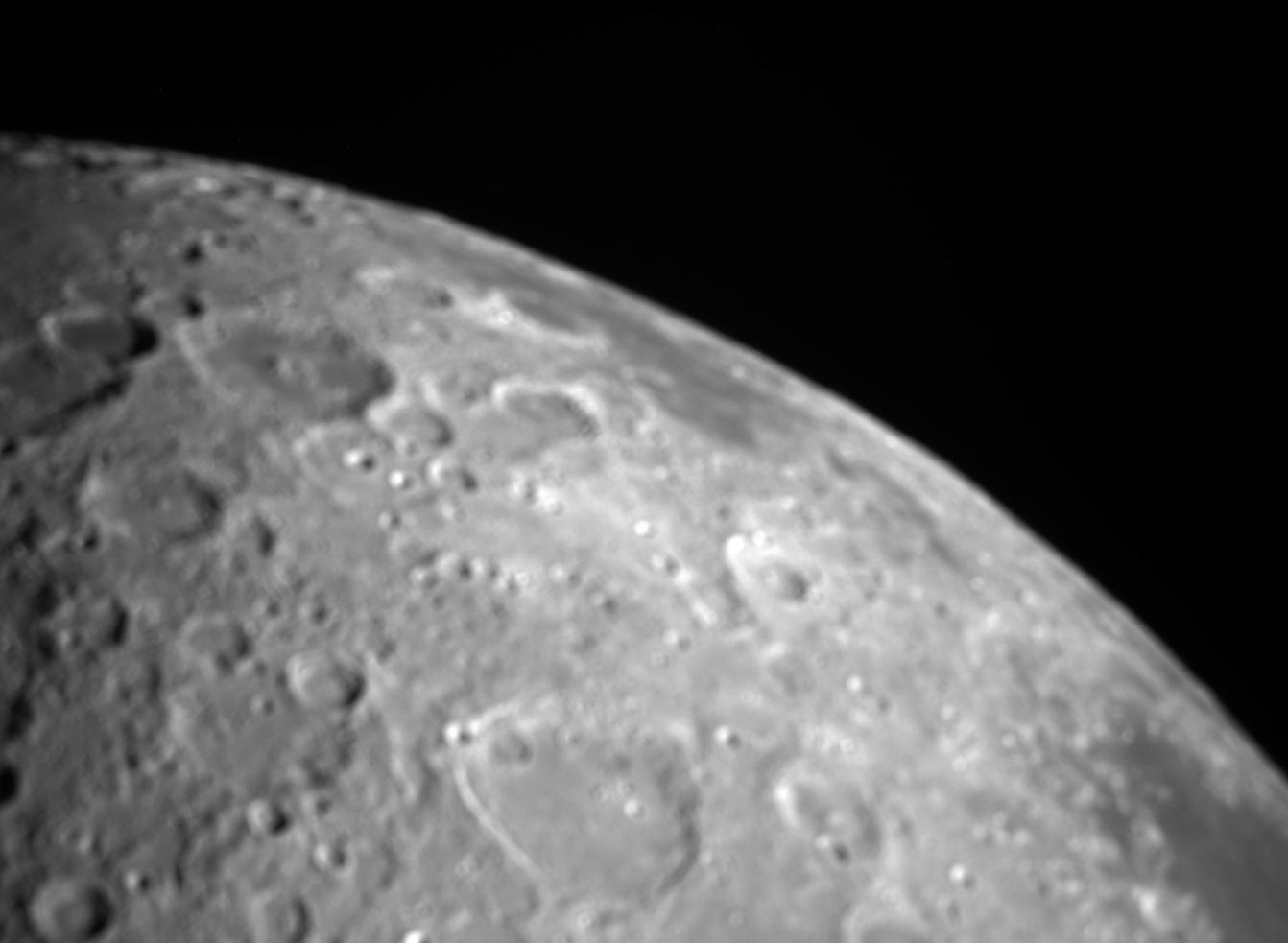 An image of the Moon captured by CAPSTONE during its closest approach to the North Pole.