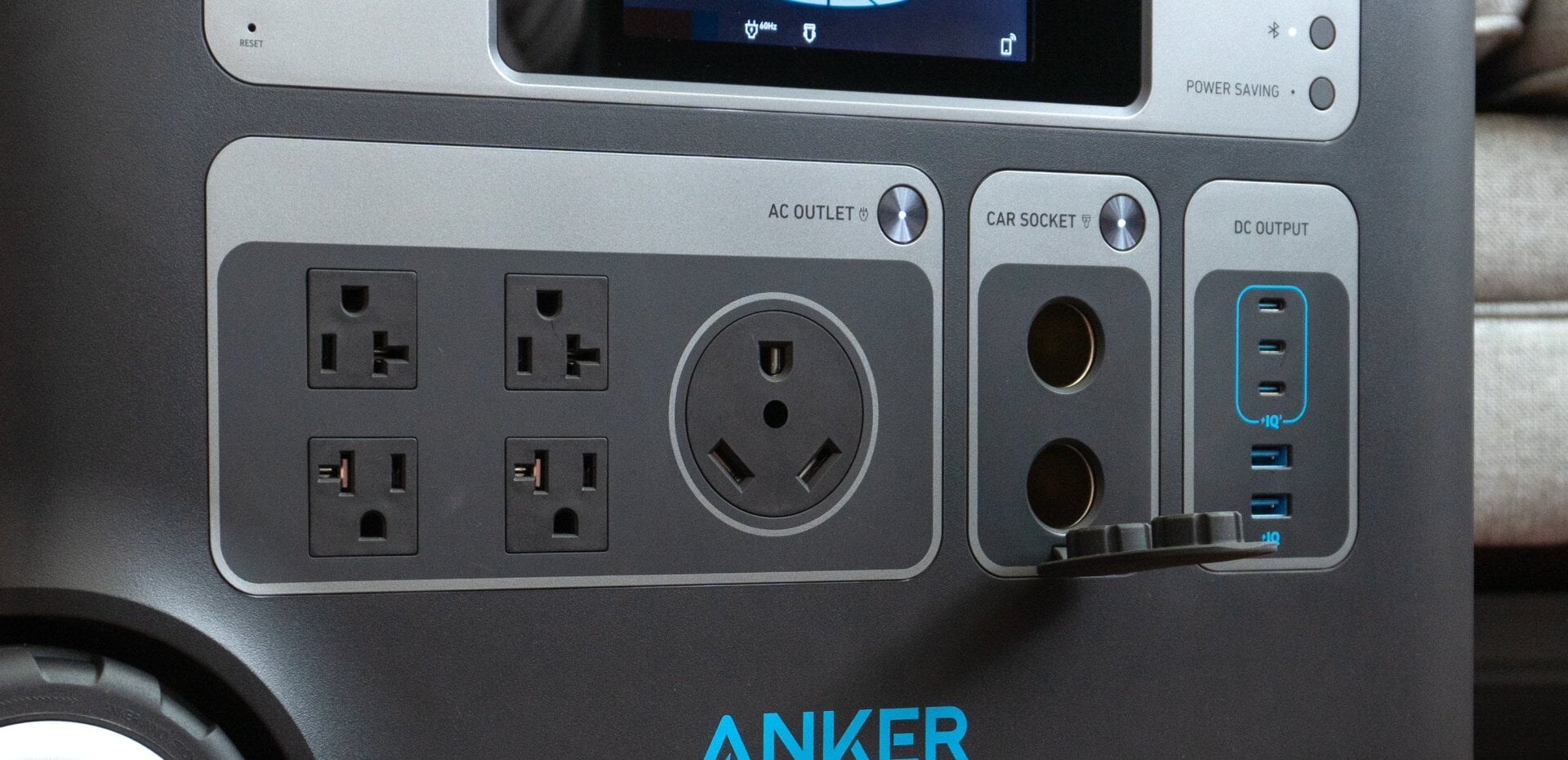 All of the Anker PowerHouse 767's input outlets are located on the front of the power station, including standard three-prong AC outlets, and several USB-A and USB-C ports.