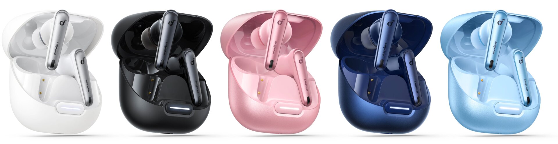 The Anker Soundcore Liberty 4 NC will be available in five different colorways including white, black, pink, and two shades of blue.