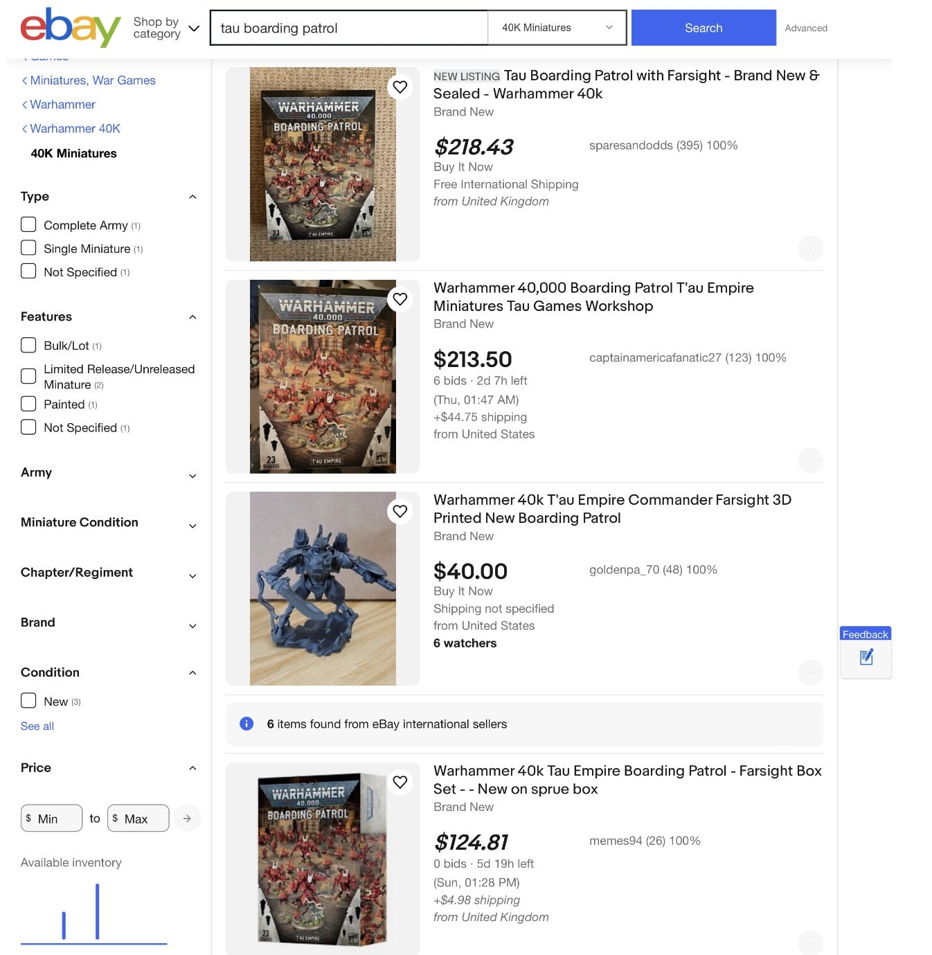 The retail price of this set released a couple of months ago—and unavailable from Games Workshop directly since it sold out on launch— is $130.