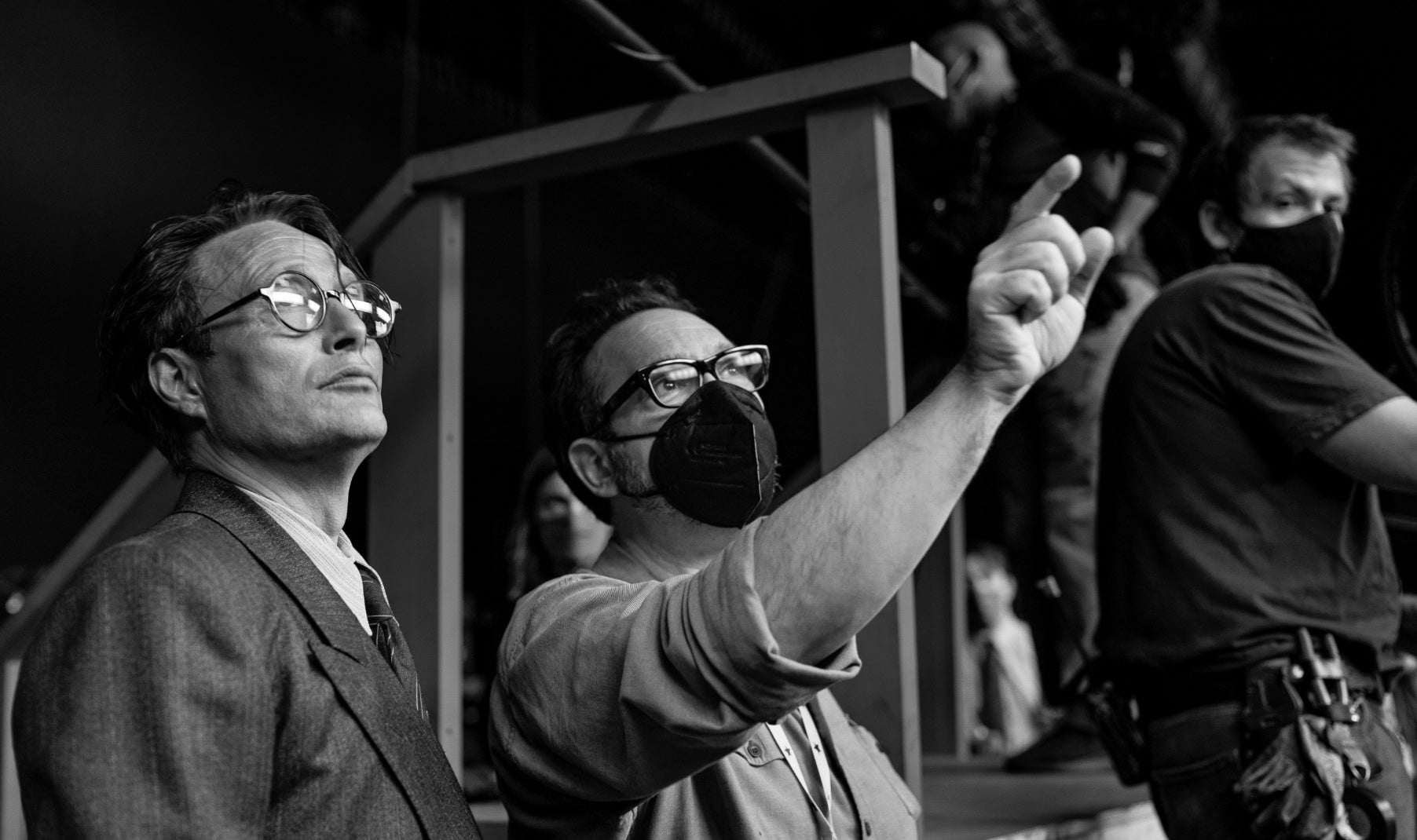 Mangold on set with Mads Mikkelsen.