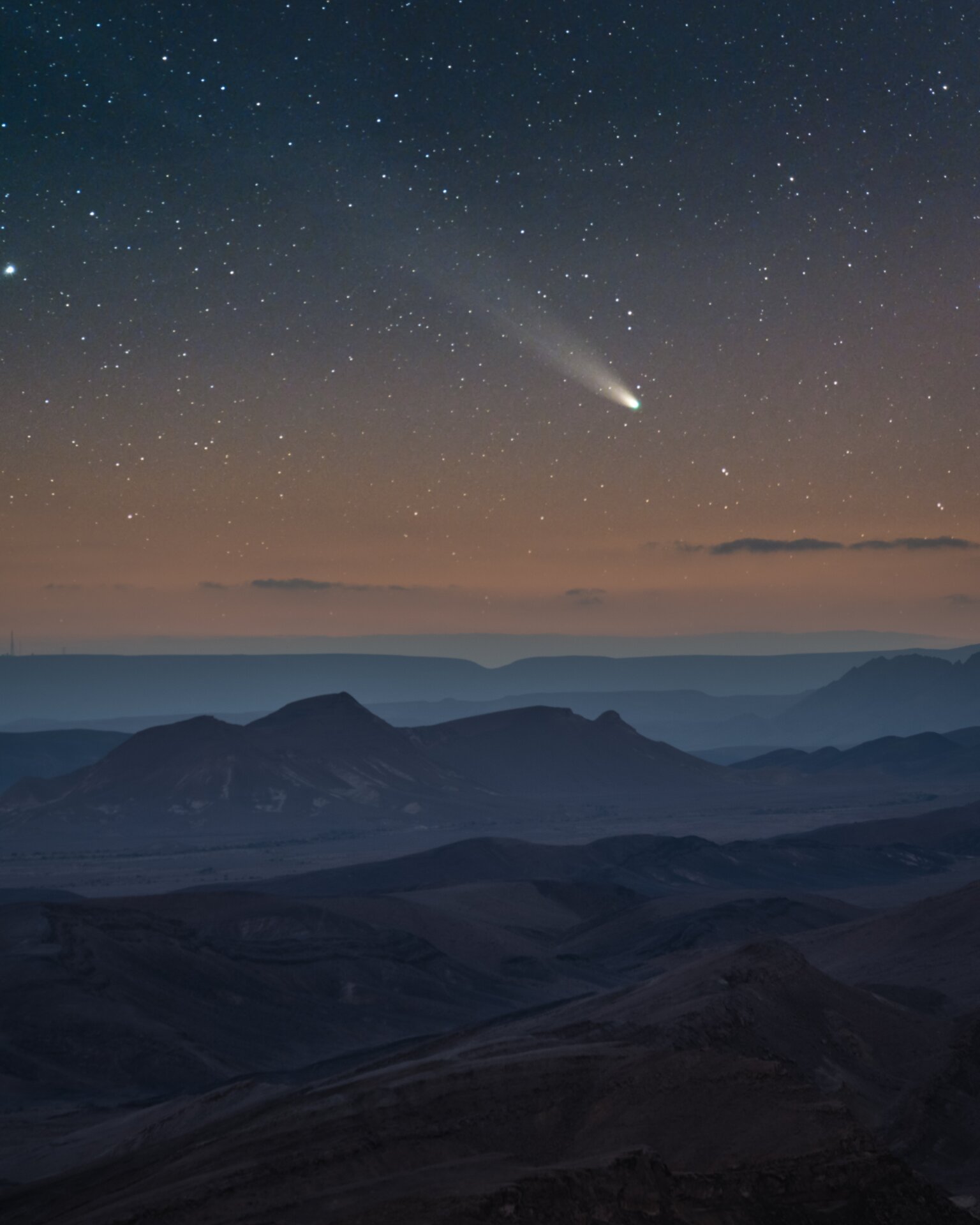 A comet over the Negev desert.