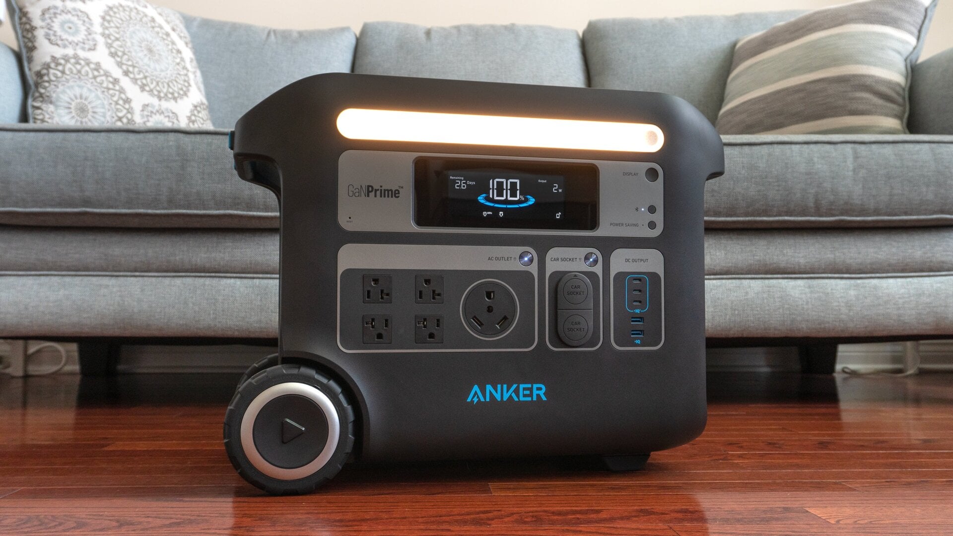 The Anker PowerHouse 767 can serve as a $2,000 flashlight using a strip of glowing LEDs that can also be set to flash S.O.S.