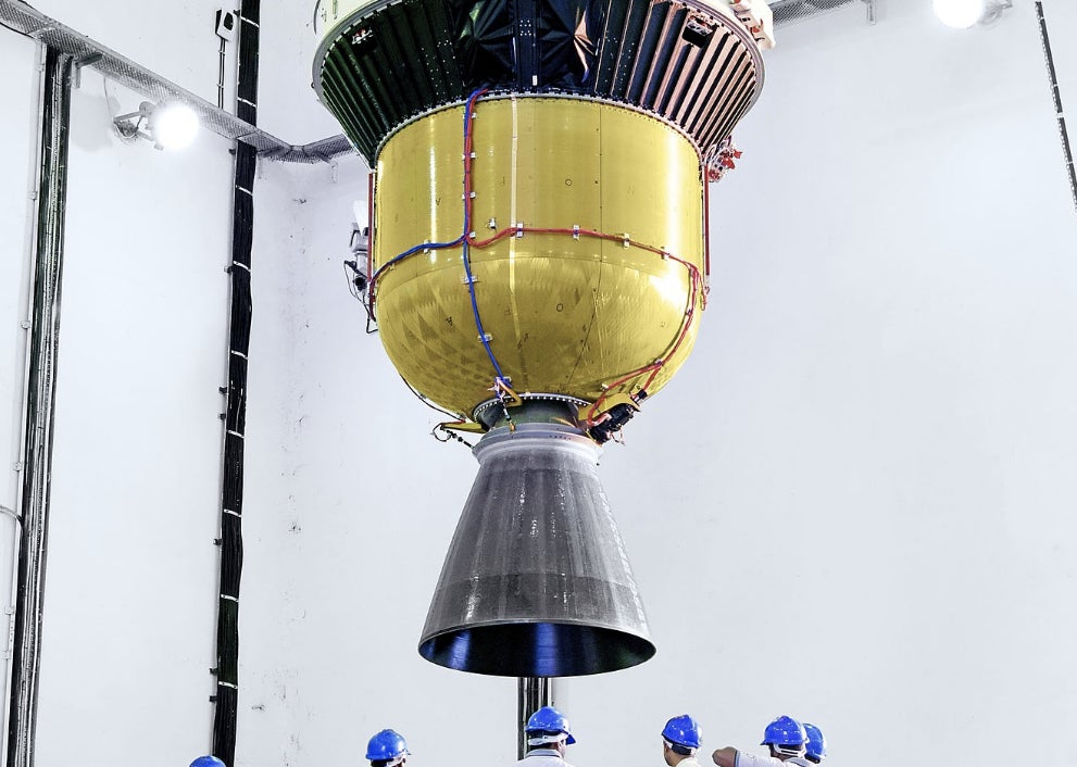 The third stage of a PSLV rocket. 