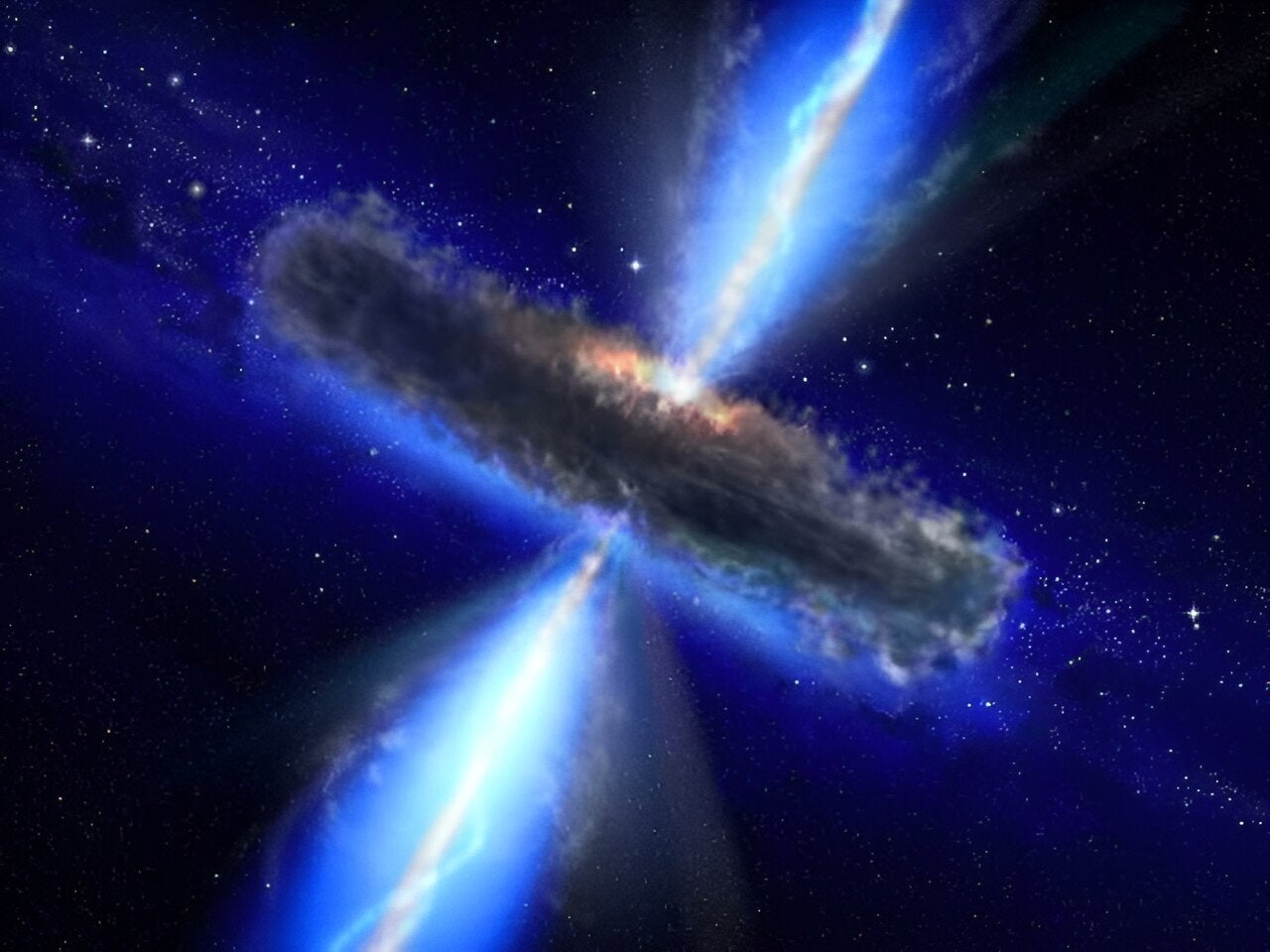 An artist’s conception of an active galactic nucleus.