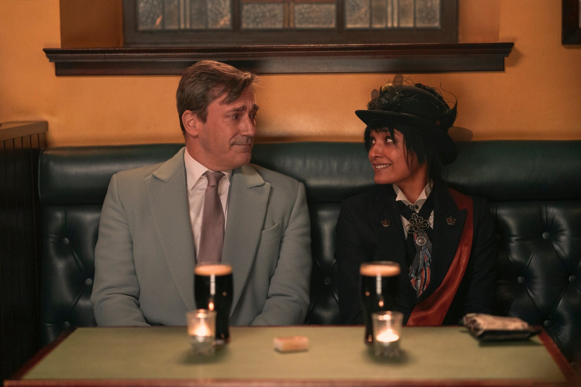 Jon Hamm as Gabriel and Shelley Conn as Beelzebub
