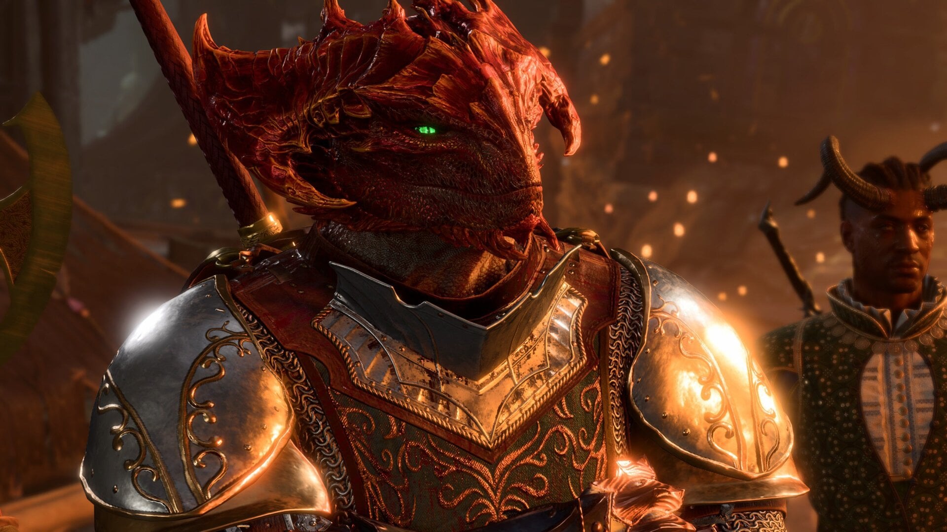 That’s Wyll in the background behind my Dragonborn. Don’t mind the horns, that’s Warlock business. Rude of you to even ask tbh.