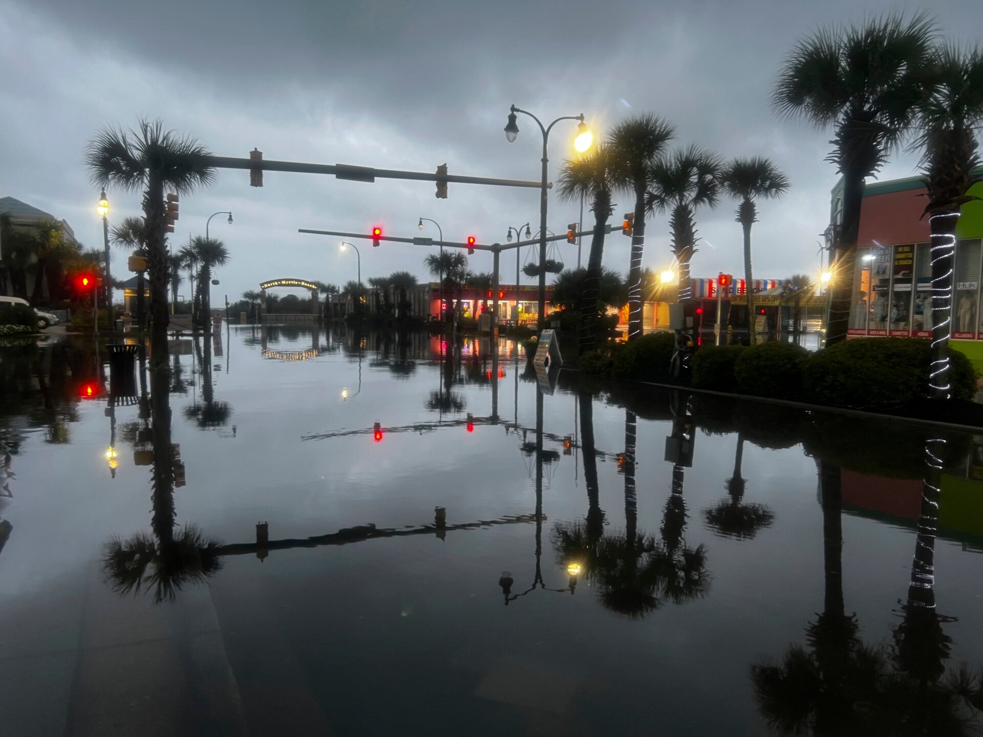Main Street in North Myrtle Beach, S.C. was flooded on Wednesday, August 30, 2023 after the passage of Hurricane Idalia.