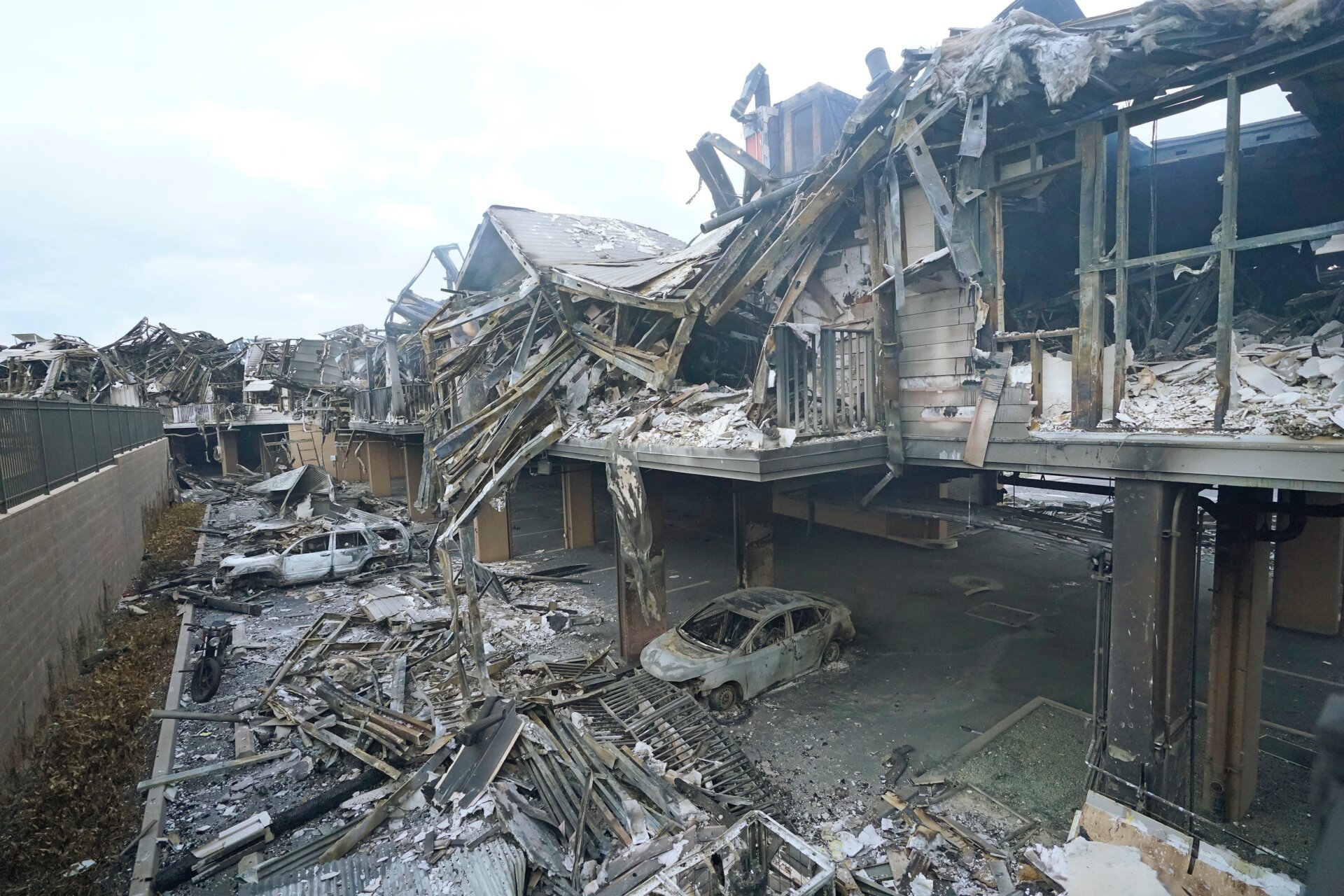 Wildfire wreckage is shown Friday, August. 11, 2023, in Lahaina, Hawaii. 