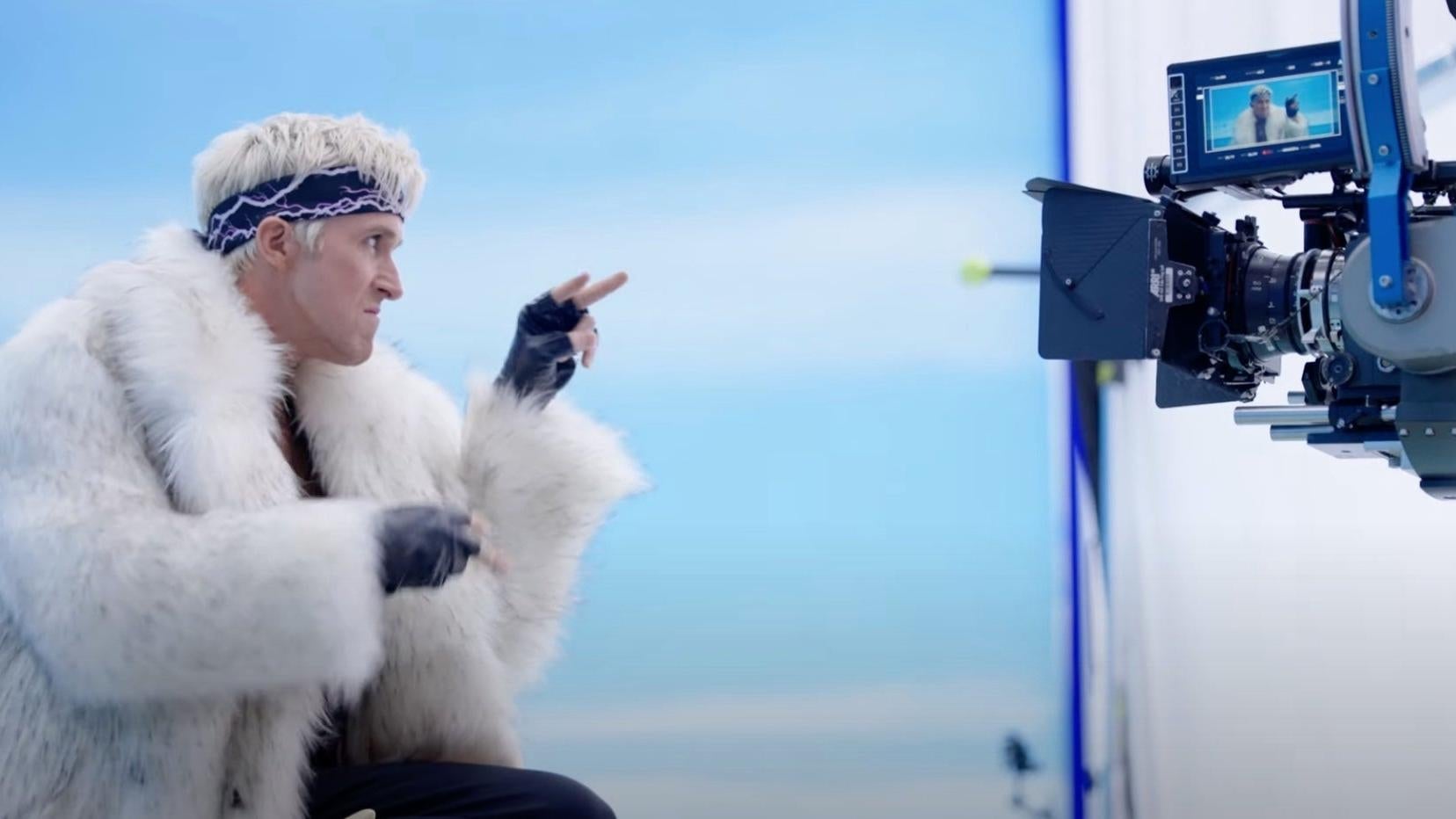 Ryan Gosling filming “I’m Just Ken” for Barbie.